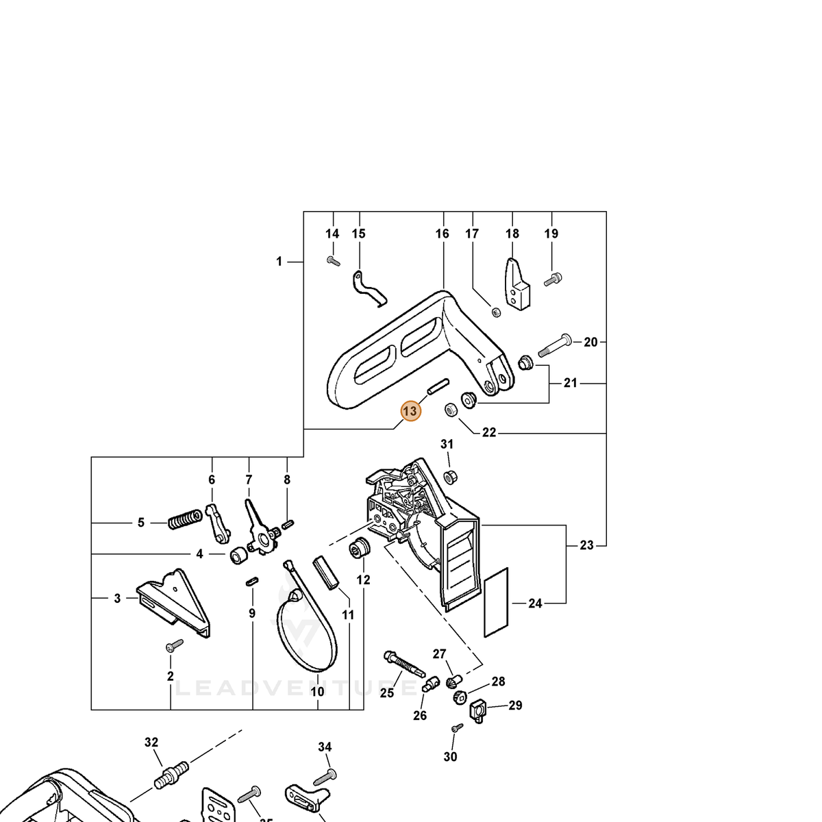 ECHO part 90033040238 — IPL diagram snippet (6x zoom, amber highlight)
