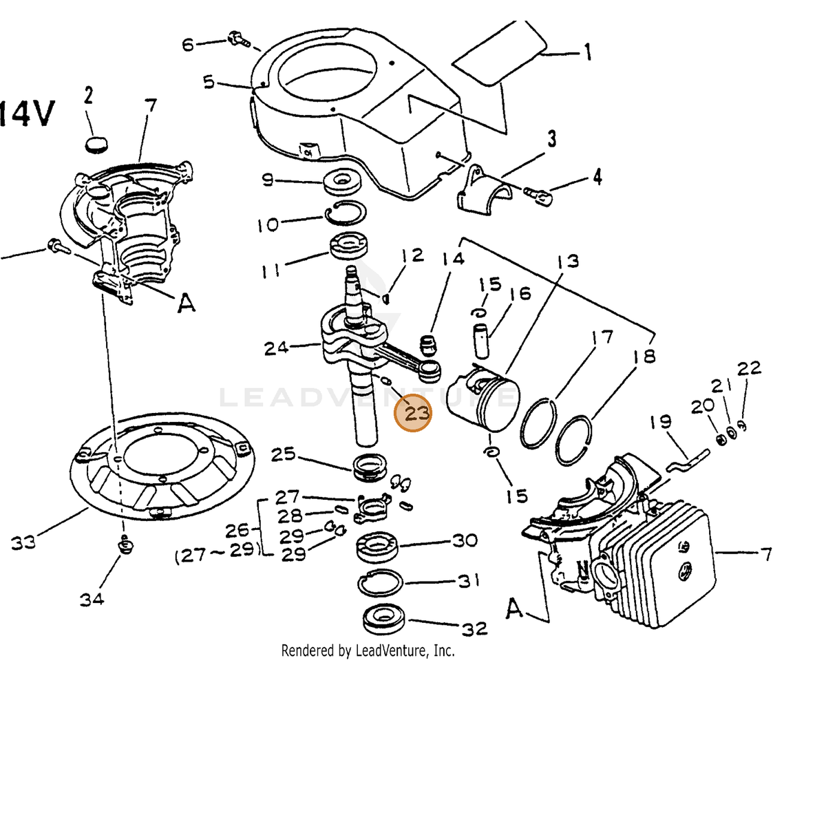 ECHO part 90033130060 — IPL diagram snippet (6x zoom, amber highlight)