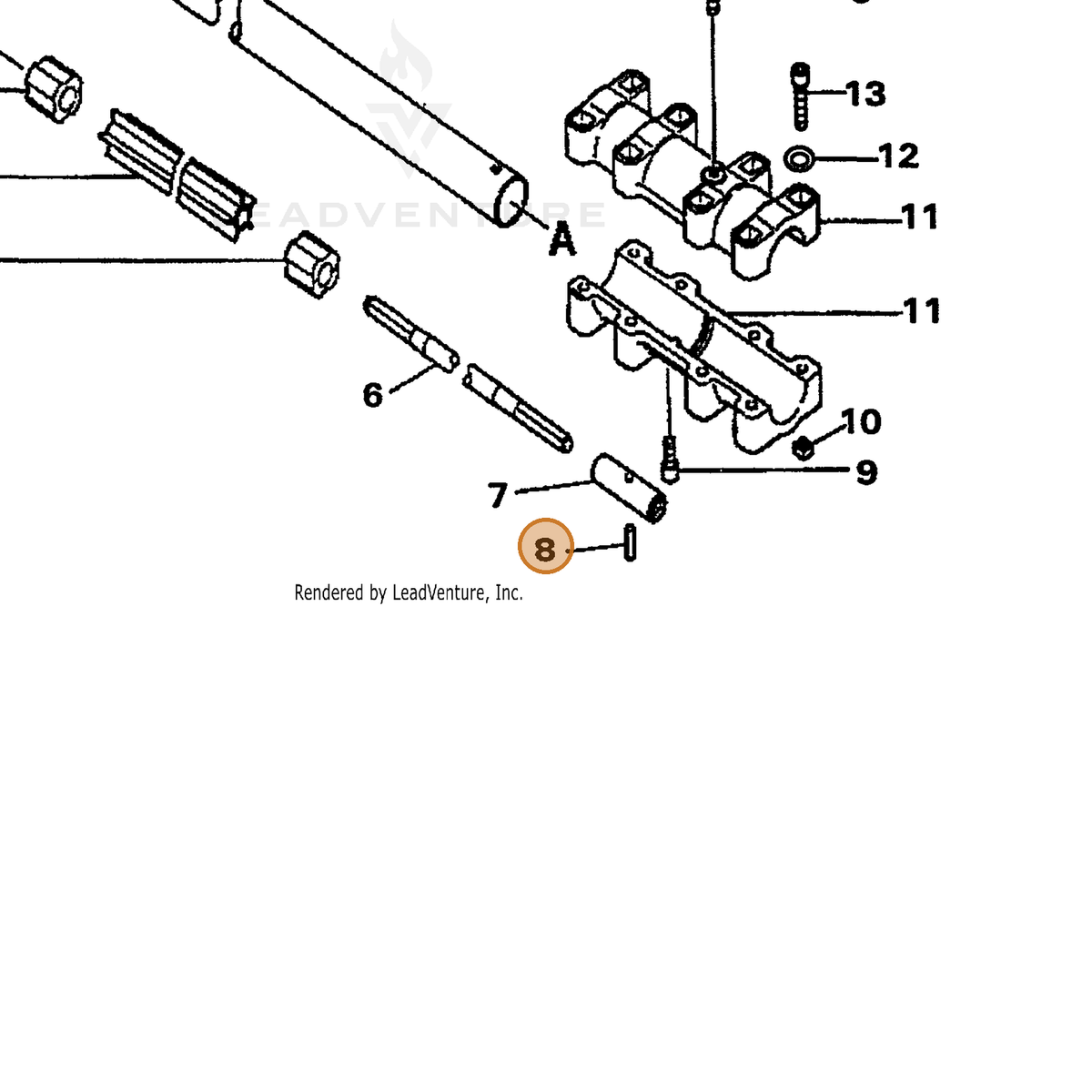ECHO part 90034030012 — IPL diagram snippet (6x zoom, amber highlight)