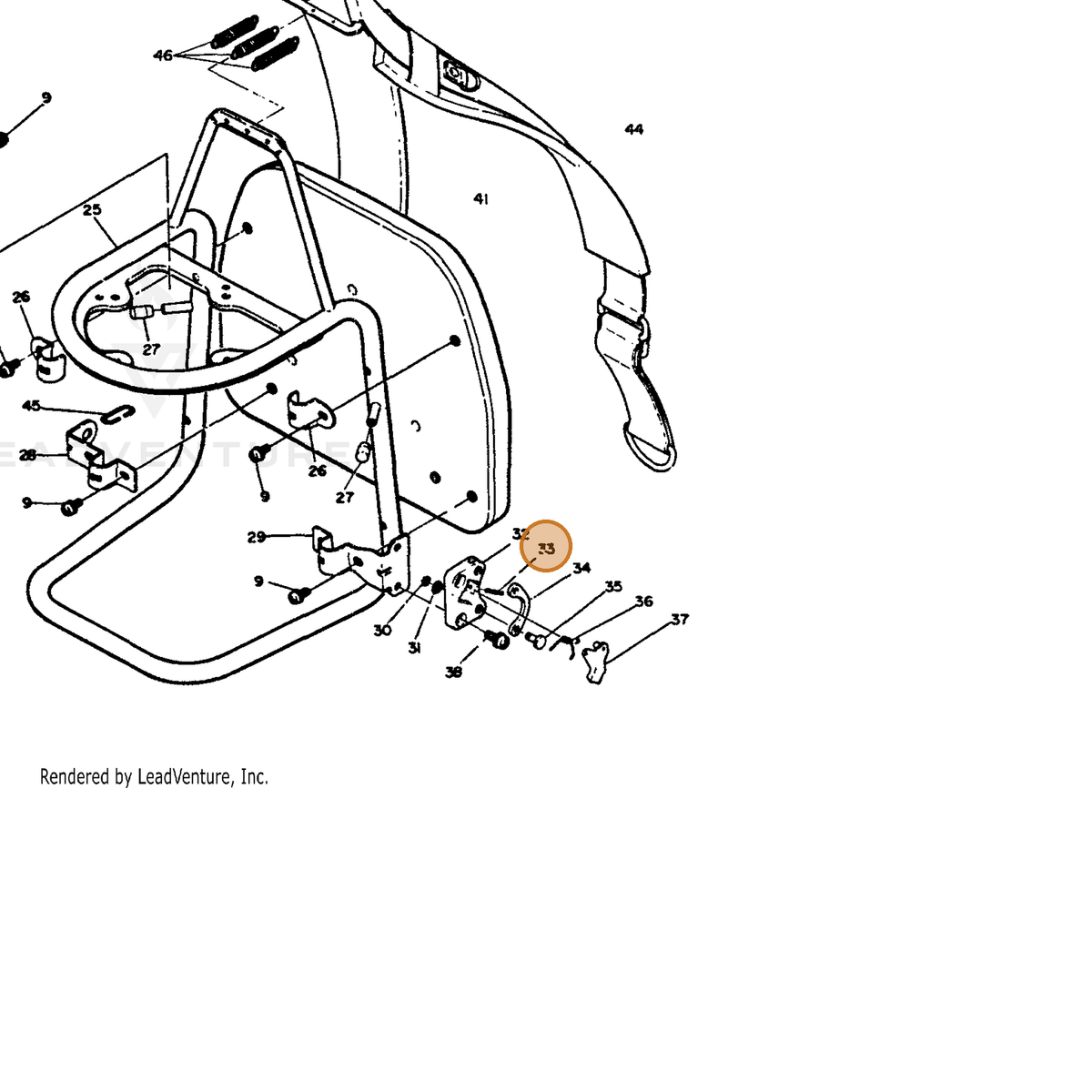 ECHO part 90034030020 — IPL diagram snippet (6x zoom, amber highlight)