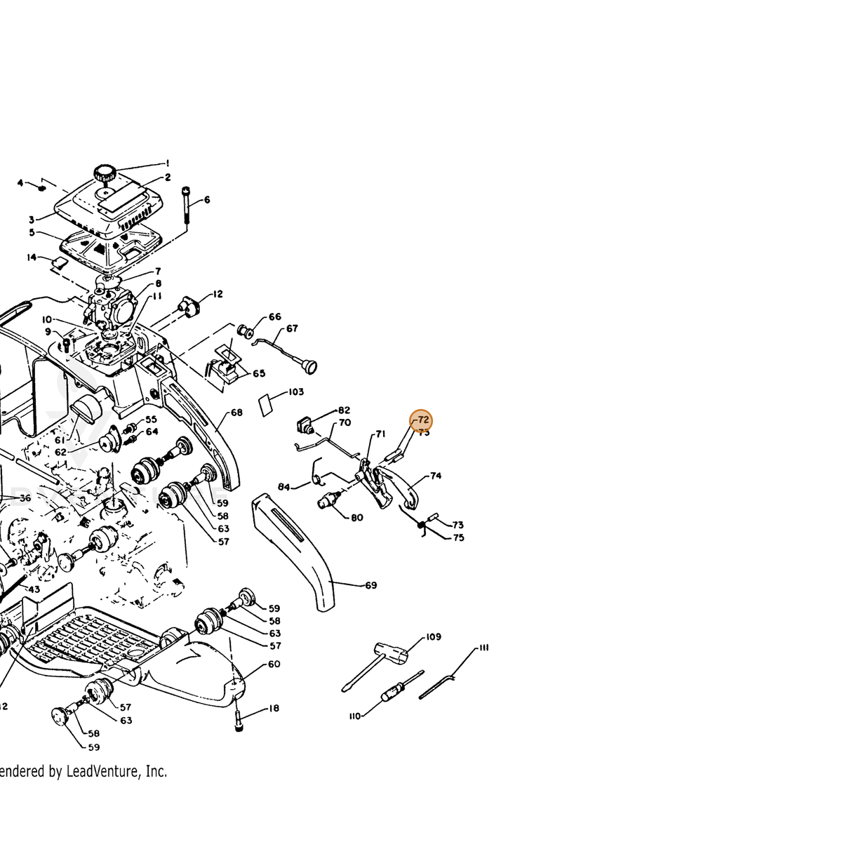ECHO part 90034050025 — IPL diagram snippet (6x zoom, amber highlight)