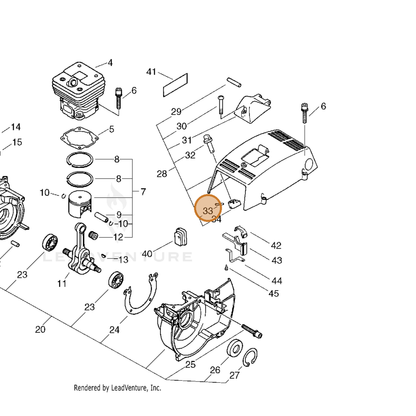 ECHO part 90034220010 — IPL diagram snippet (6x zoom, amber highlight)