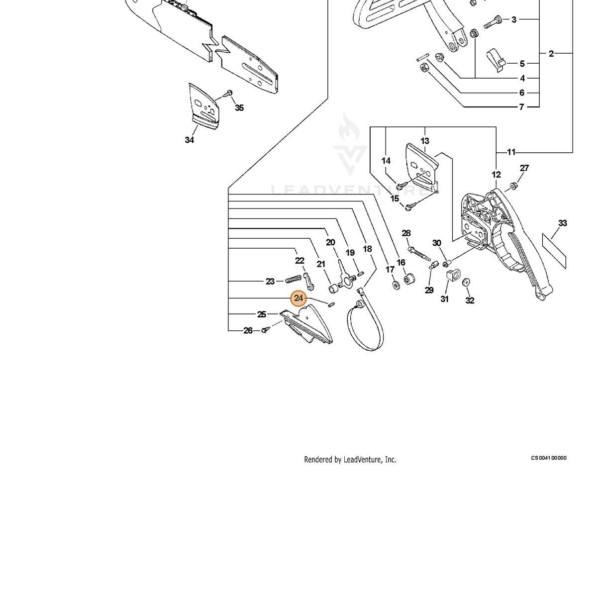 ECHO part 90034225012 — IPL diagram snippet (6x zoom, amber highlight)