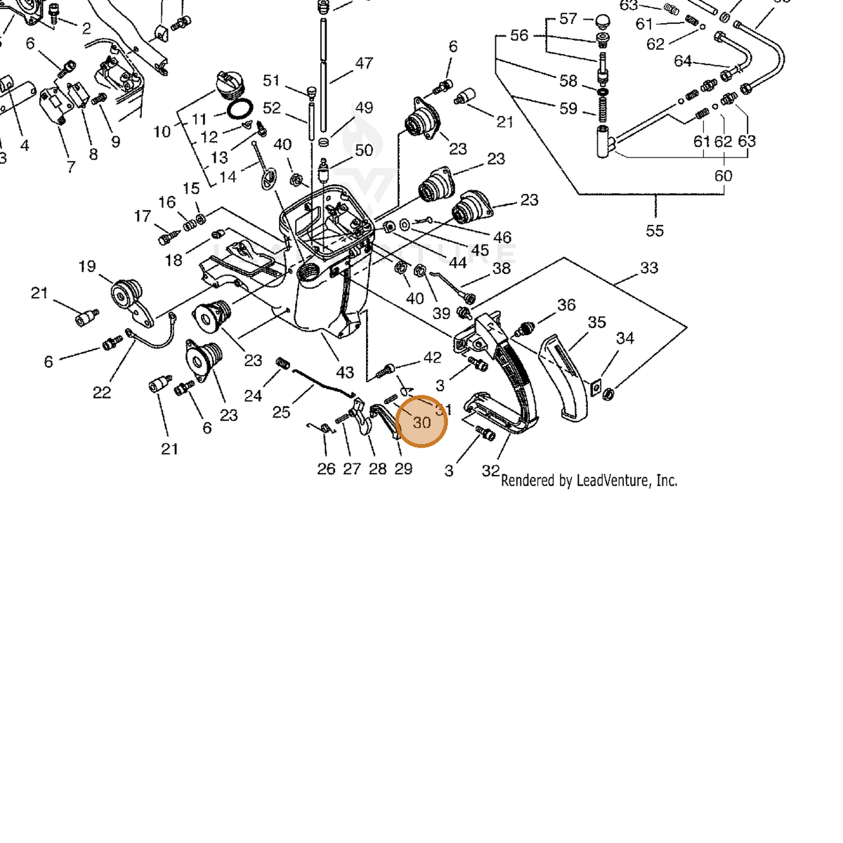 ECHO part 90034240018 — IPL diagram snippet (6x zoom, amber highlight)