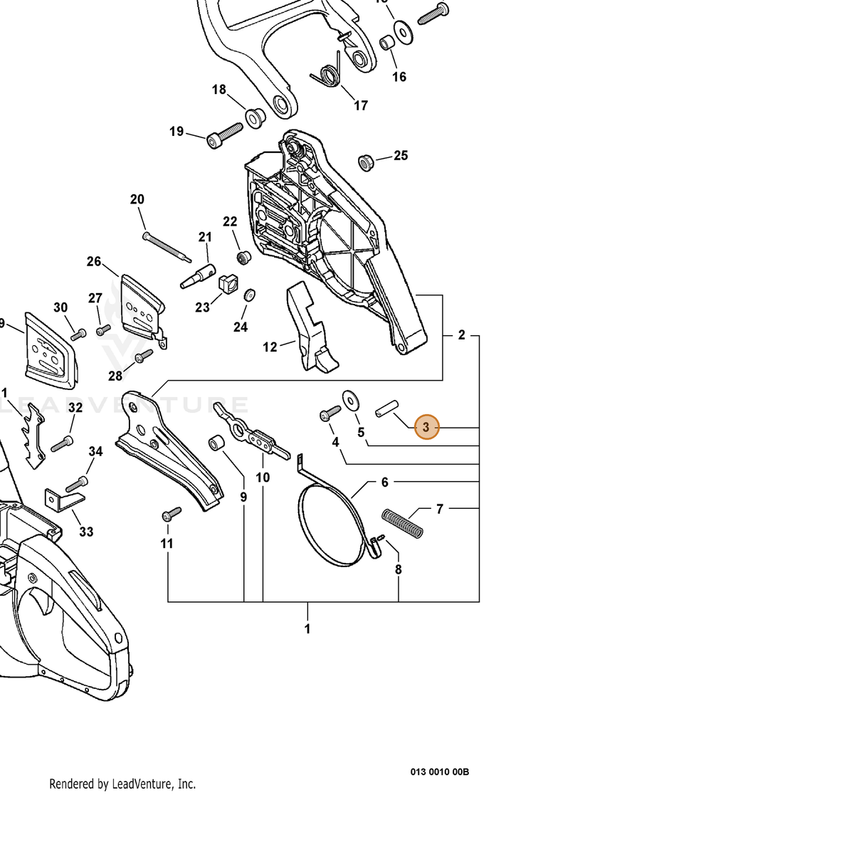 ECHO part 90034260025 — IPL diagram snippet (6x zoom, amber highlight)
