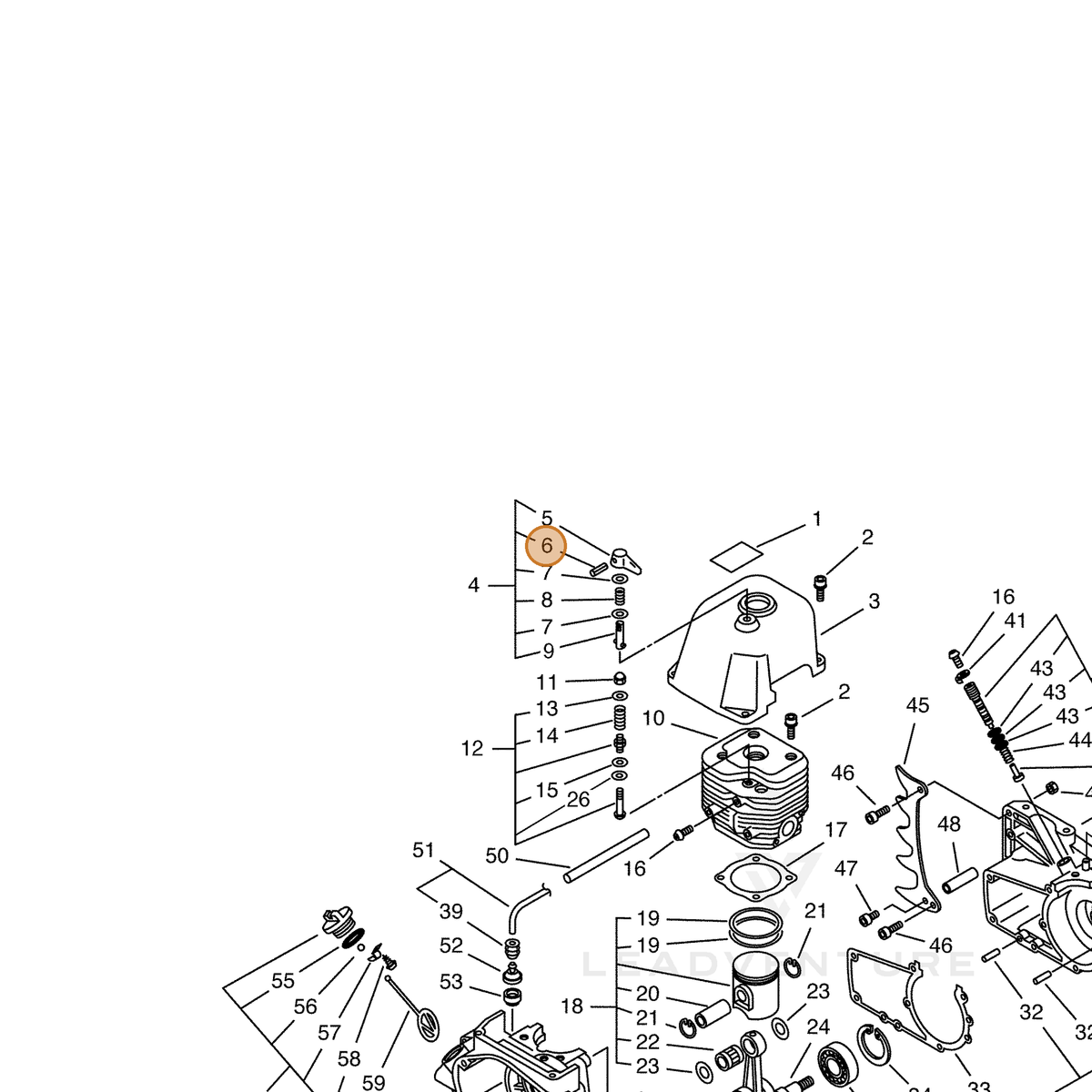 ECHO part 90034520014 — IPL diagram snippet (6x zoom, amber highlight)