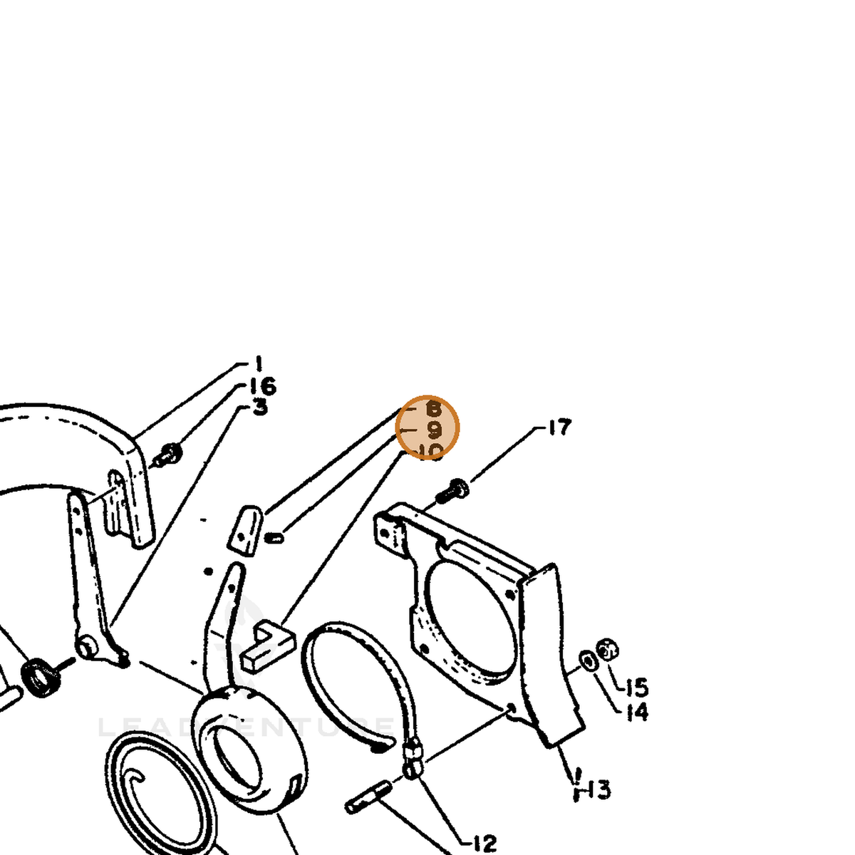 ECHO part 90034530008 — IPL diagram snippet (6x zoom, amber highlight)