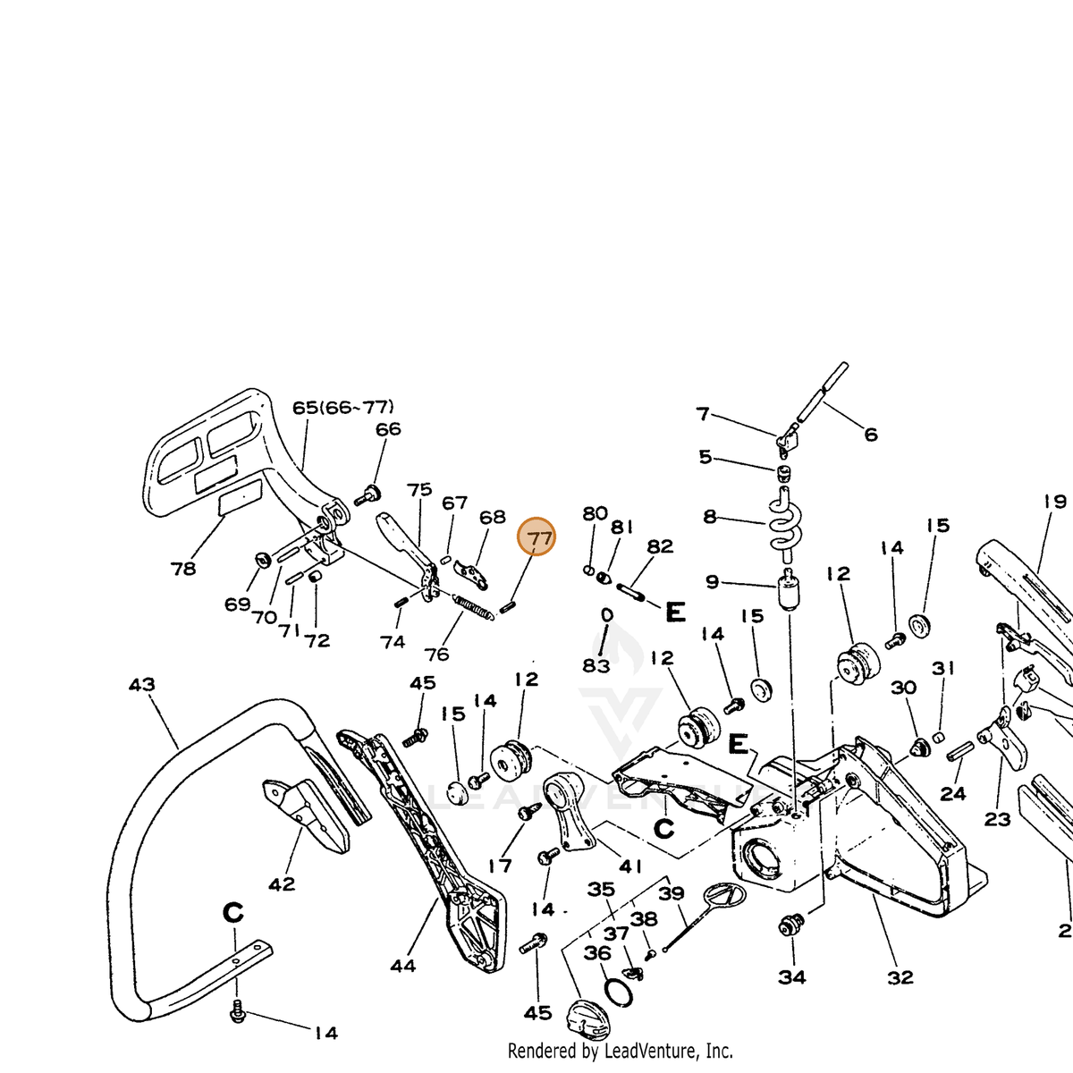 ECHO part 90034530016 — IPL diagram snippet (6x zoom, amber highlight)