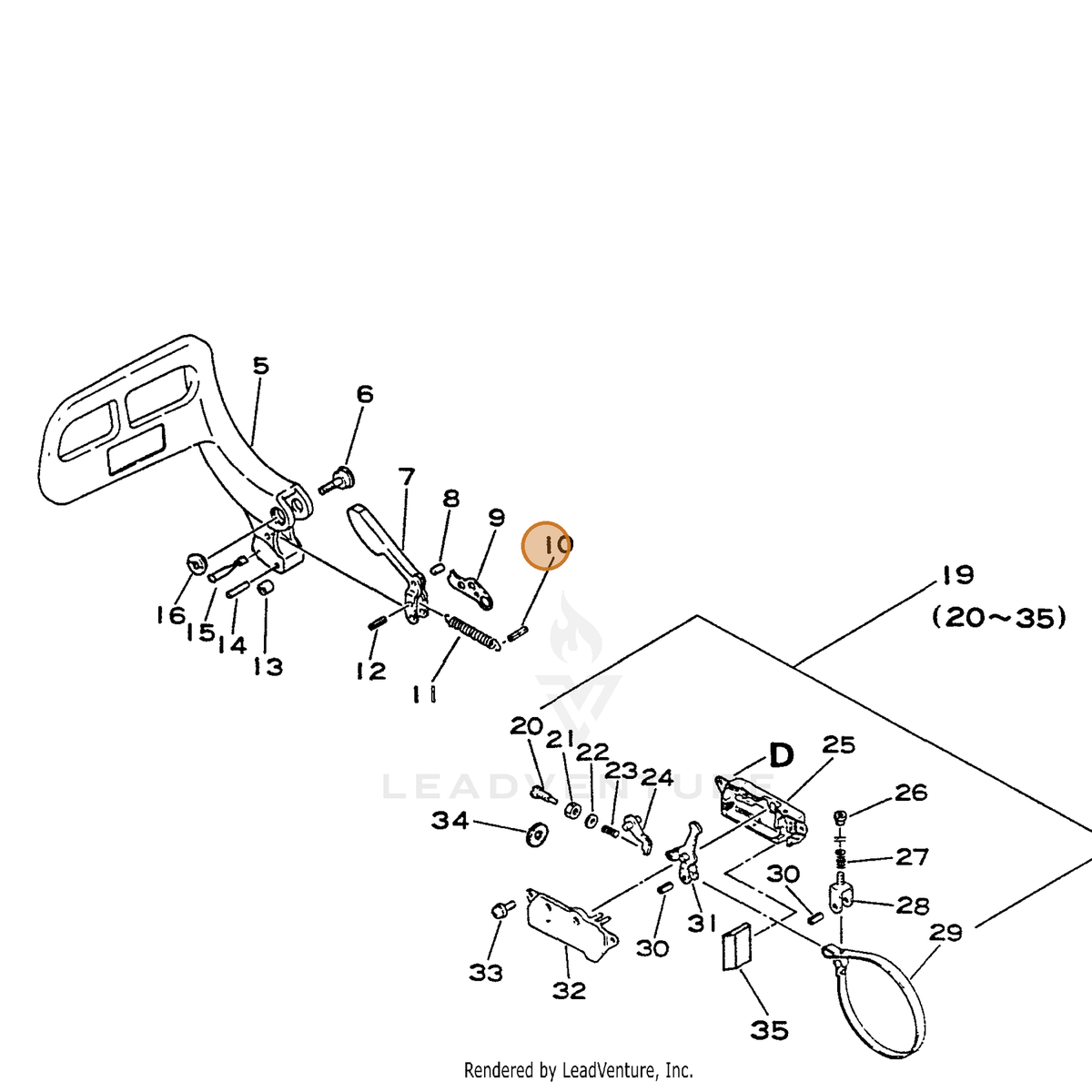 ECHO part 90034530020 — IPL diagram snippet (6x zoom, amber highlight)