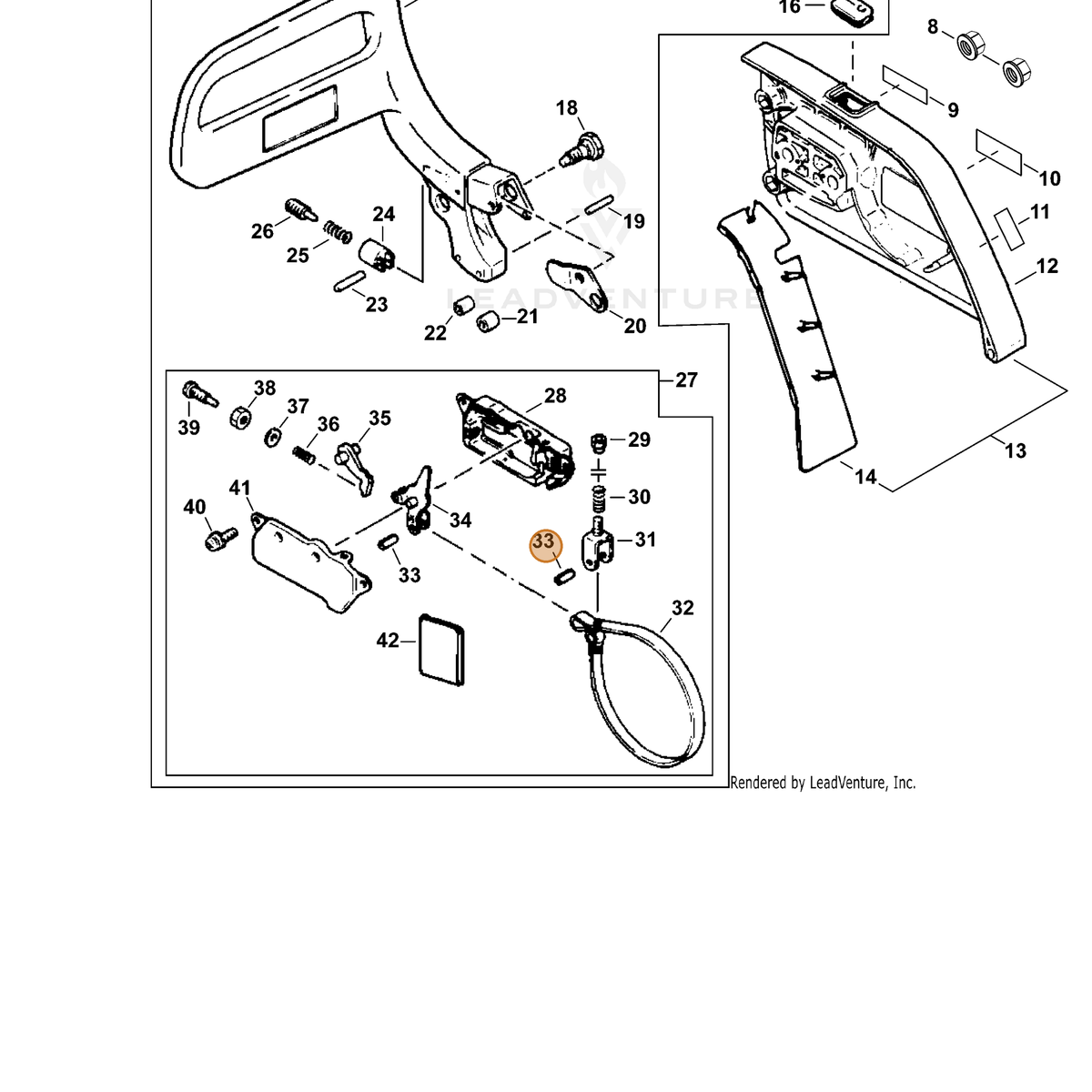 ECHO part 90034540010 — IPL diagram snippet (6x zoom, amber highlight)