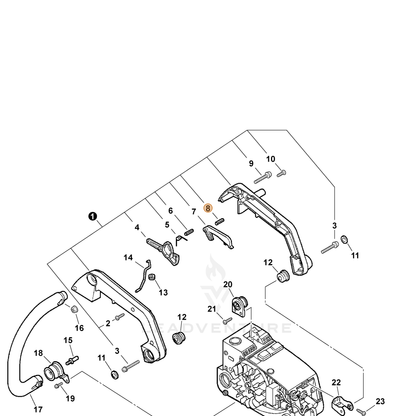 ECHO part 90034540020 — IPL diagram snippet (6x zoom, amber highlight)