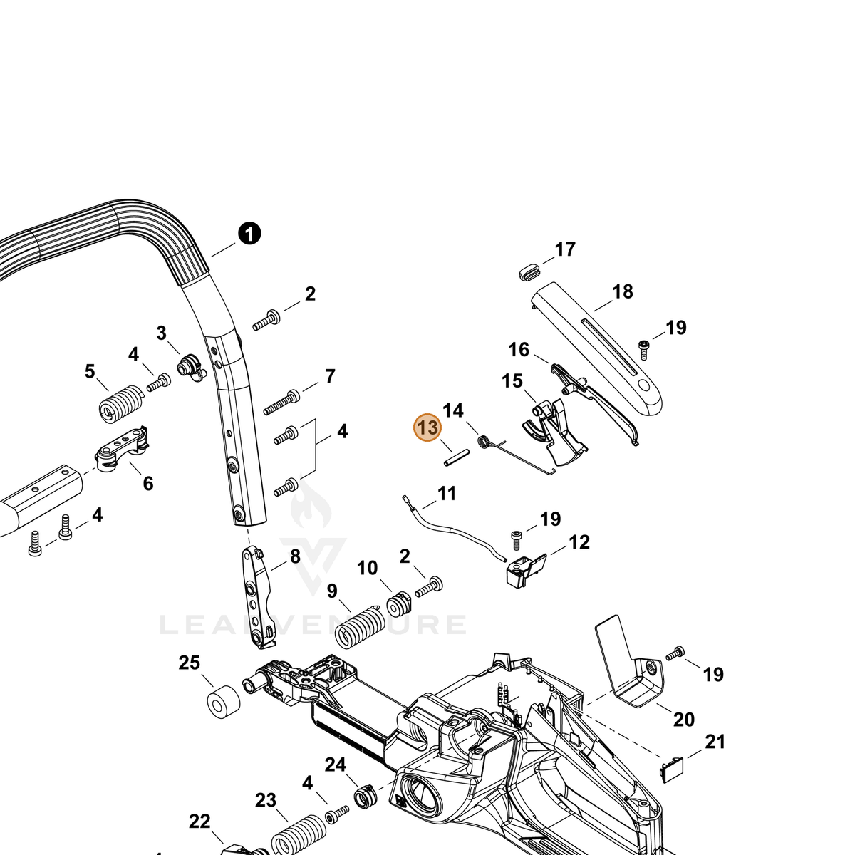 ECHO part 90034540025 — IPL diagram snippet (6x zoom, amber highlight)