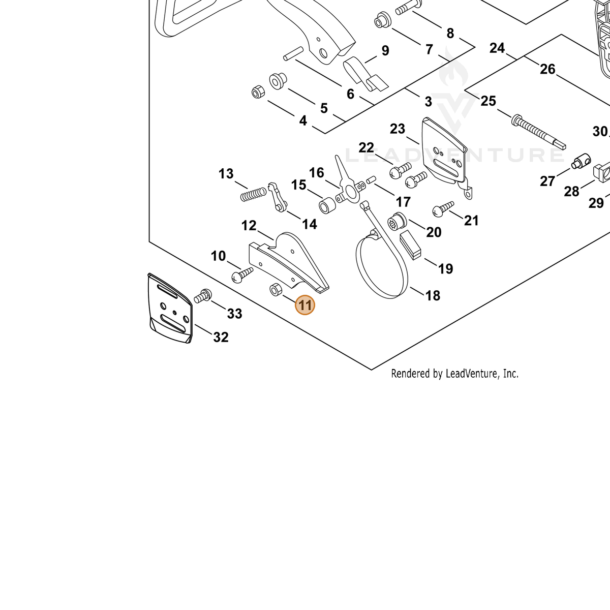 ECHO part 90050000003 — IPL diagram snippet (6x zoom, amber highlight)