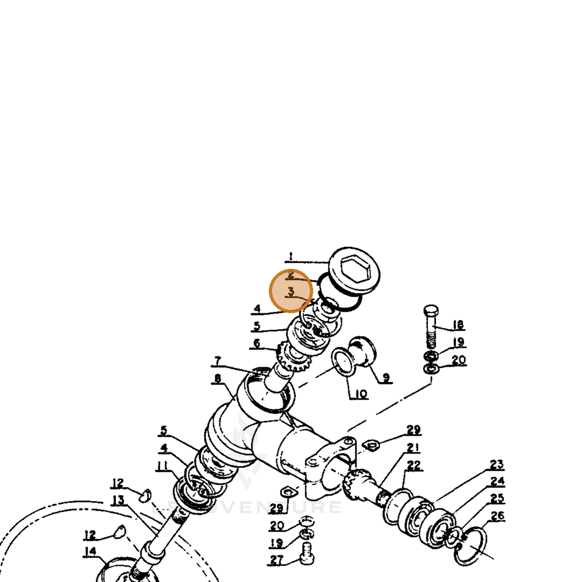 ECHO part 90050000010 — IPL diagram snippet (6x zoom, amber highlight)