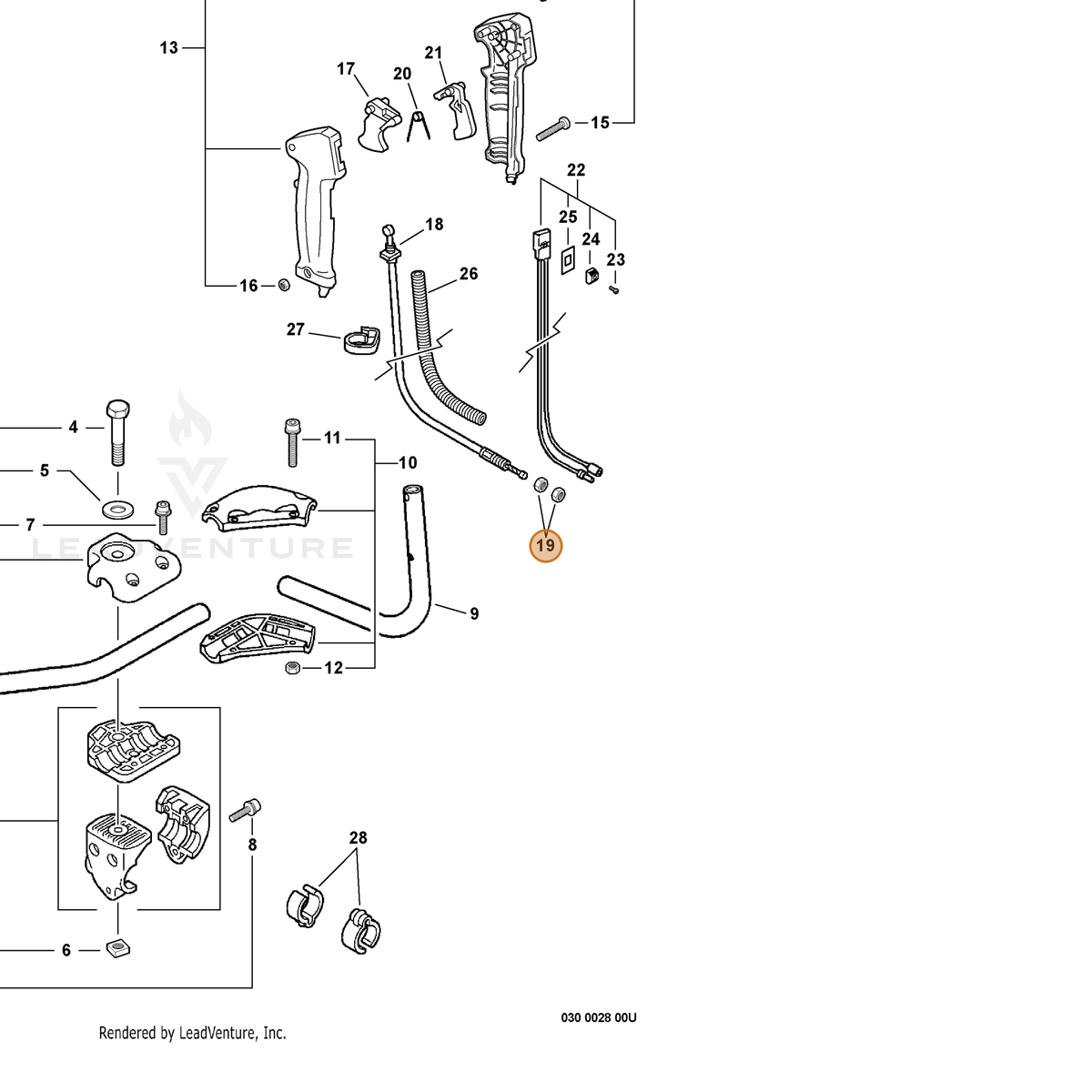 ECHO part 90050200006 — IPL diagram snippet (6x zoom, amber highlight)