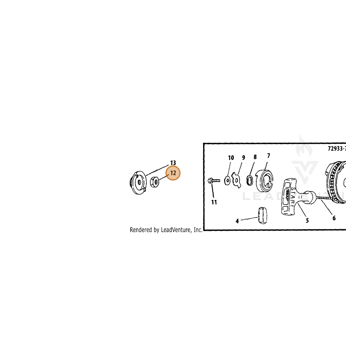 ECHO part 90050300008 — IPL diagram snippet (6x zoom, amber highlight)