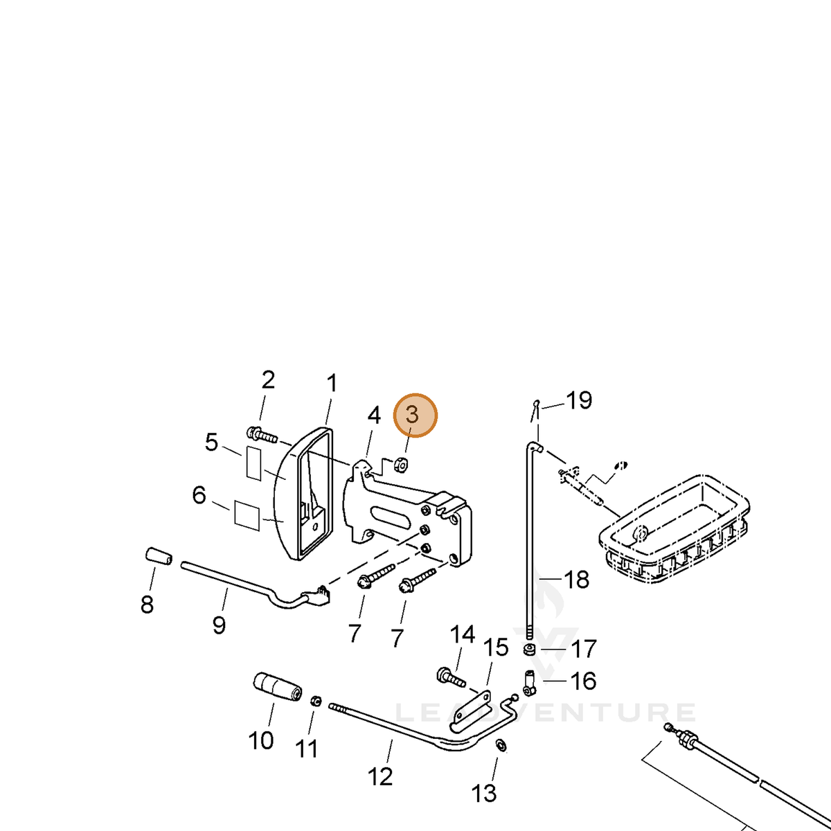 ECHO part 90050400005 — IPL diagram snippet (6x zoom, amber highlight)