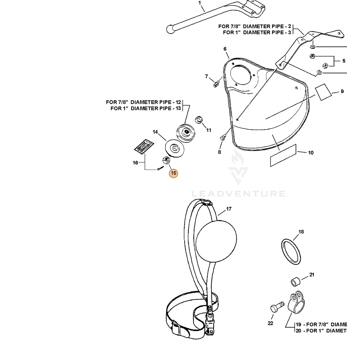 ECHO part 90051100010 — IPL diagram snippet (6x zoom, amber highlight)