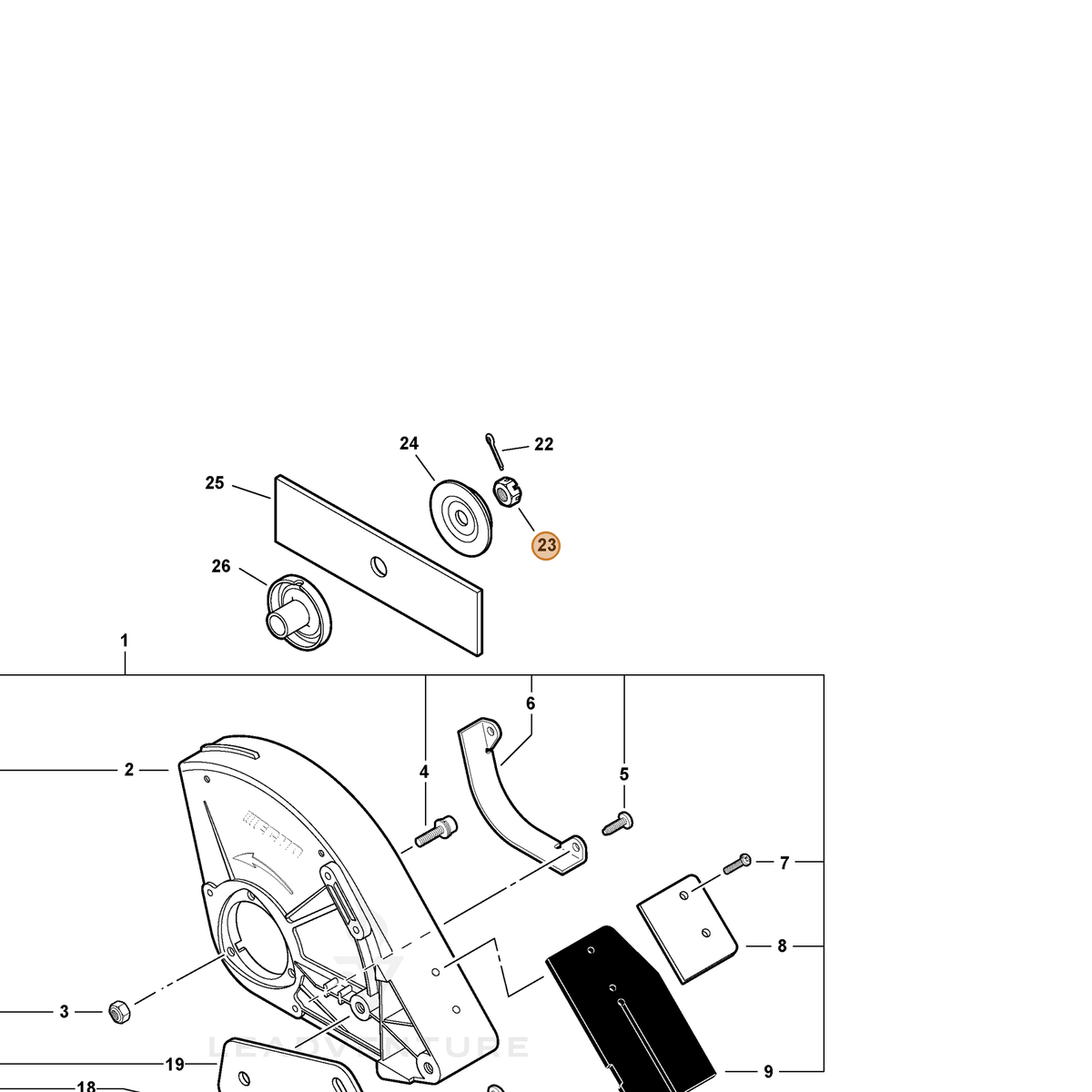 ECHO part 90051300010 — IPL diagram snippet (6x zoom, amber highlight)