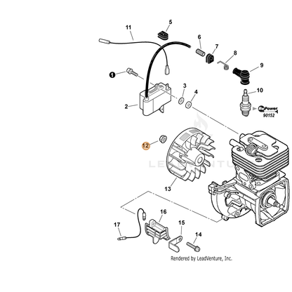 ECHO part 90051500008 — IPL diagram snippet (6x zoom, amber highlight)