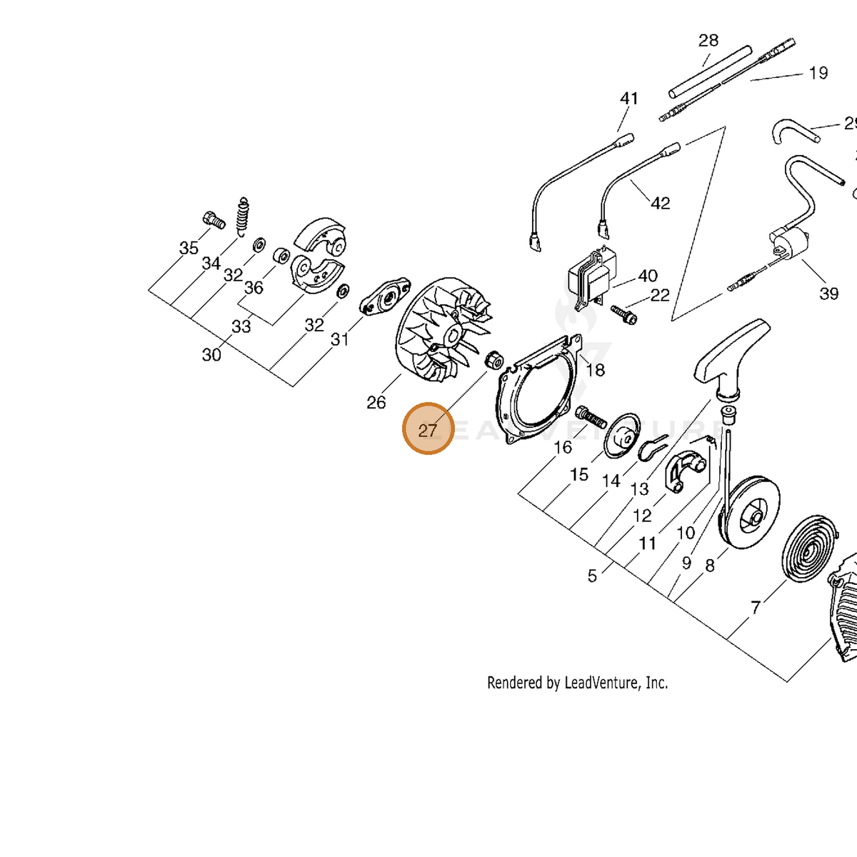 ECHO part 90051700010 — IPL diagram snippet (6x zoom, amber highlight)