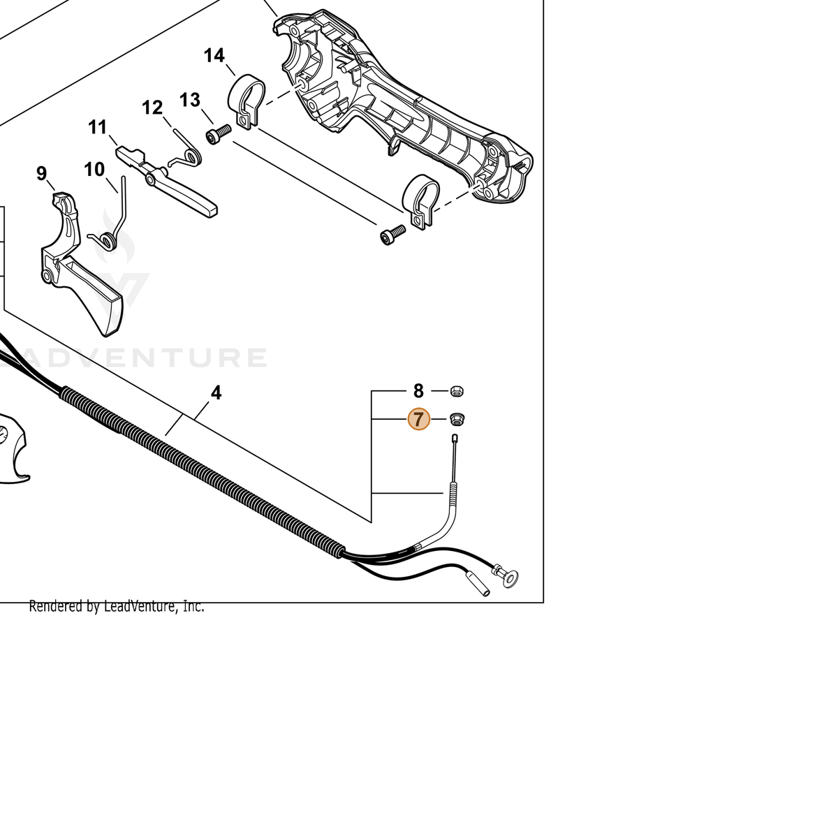 ECHO part 90051800006 — IPL diagram snippet (6x zoom, amber highlight)