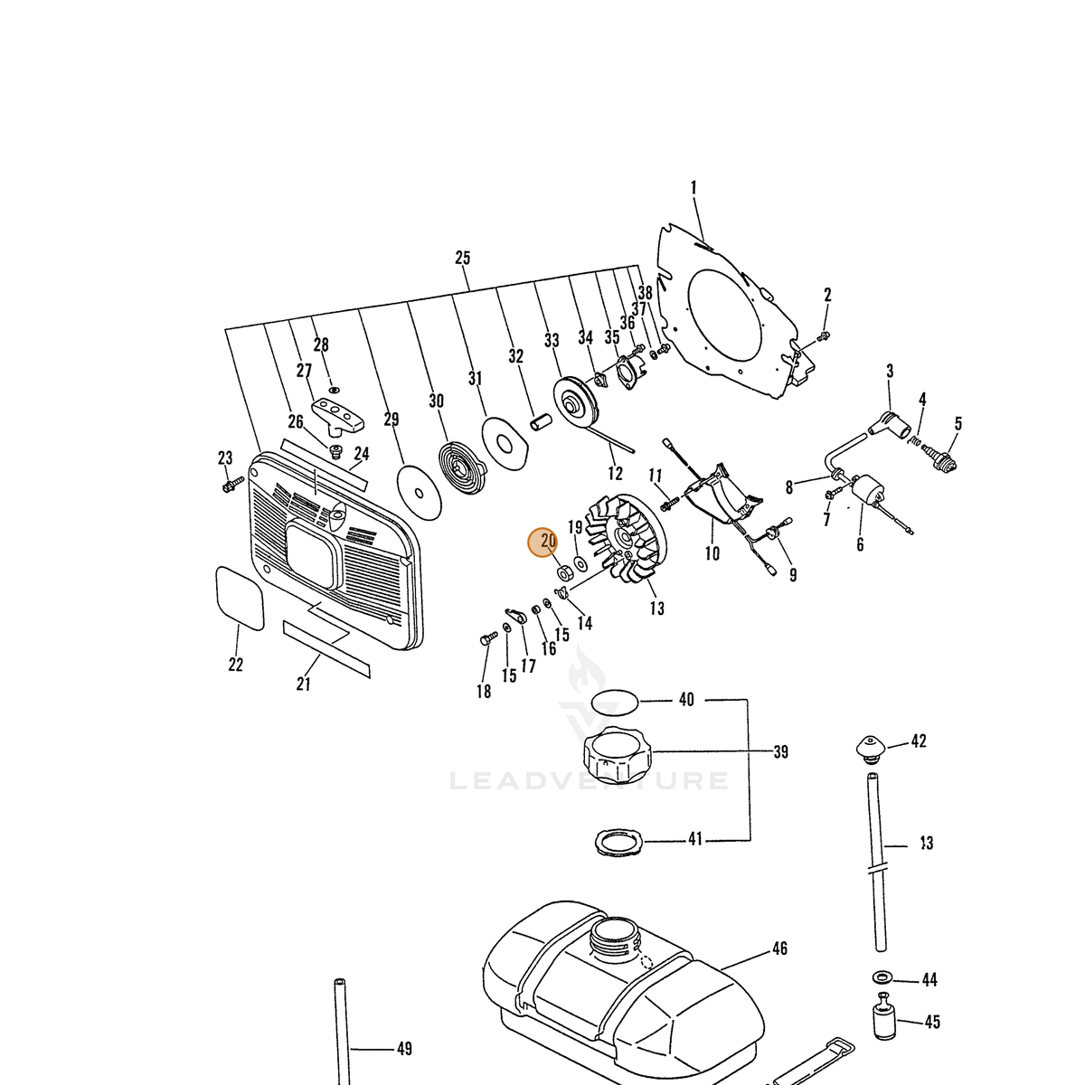 ECHO part 90052100010 — IPL diagram snippet (6x zoom, amber highlight)