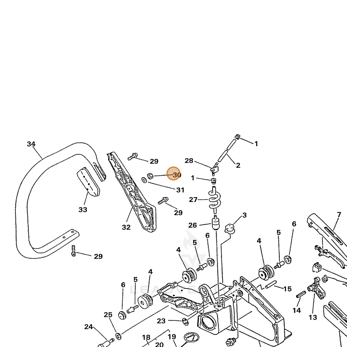 ECHO part 90052900005 — IPL diagram snippet (6x zoom, amber highlight)