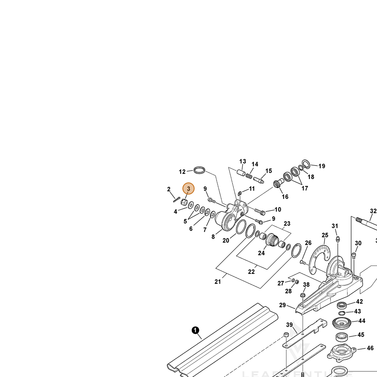 ECHO part 90052900008 — IPL diagram snippet (6x zoom, amber highlight)
