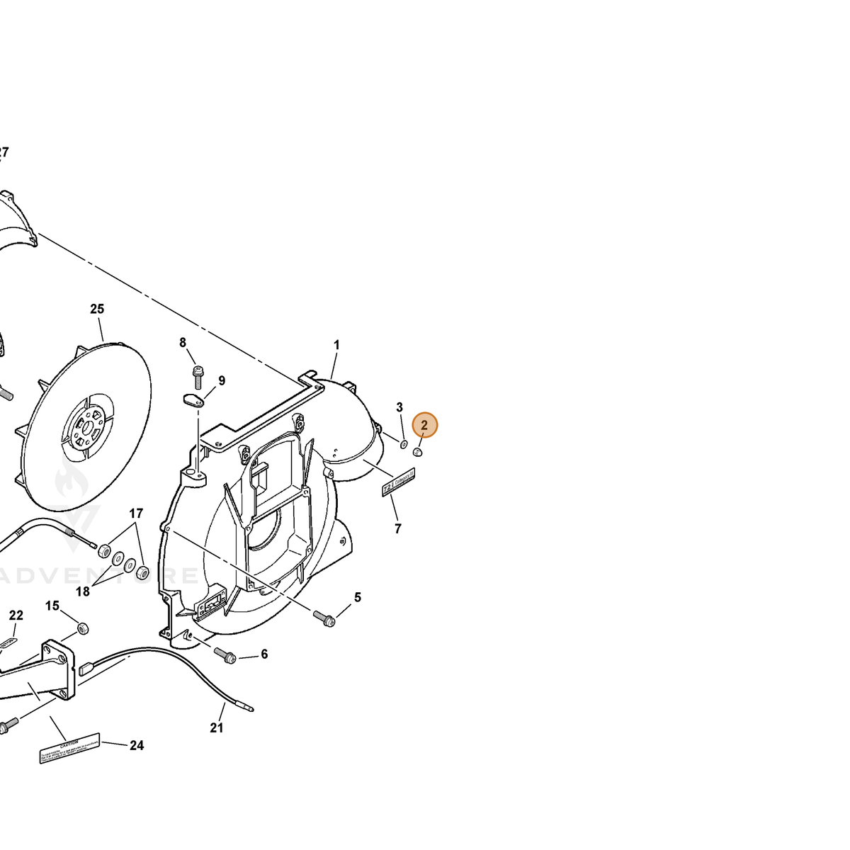 ECHO part 90053000005 — IPL diagram snippet (6x zoom, amber highlight)