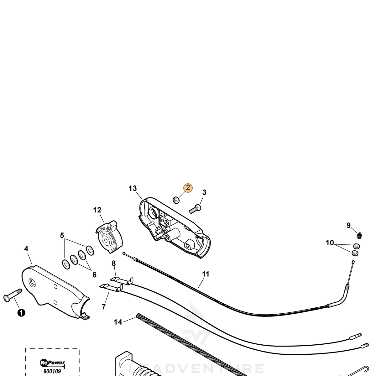 ECHO part 90056000004 — IPL diagram snippet (6x zoom, amber highlight)