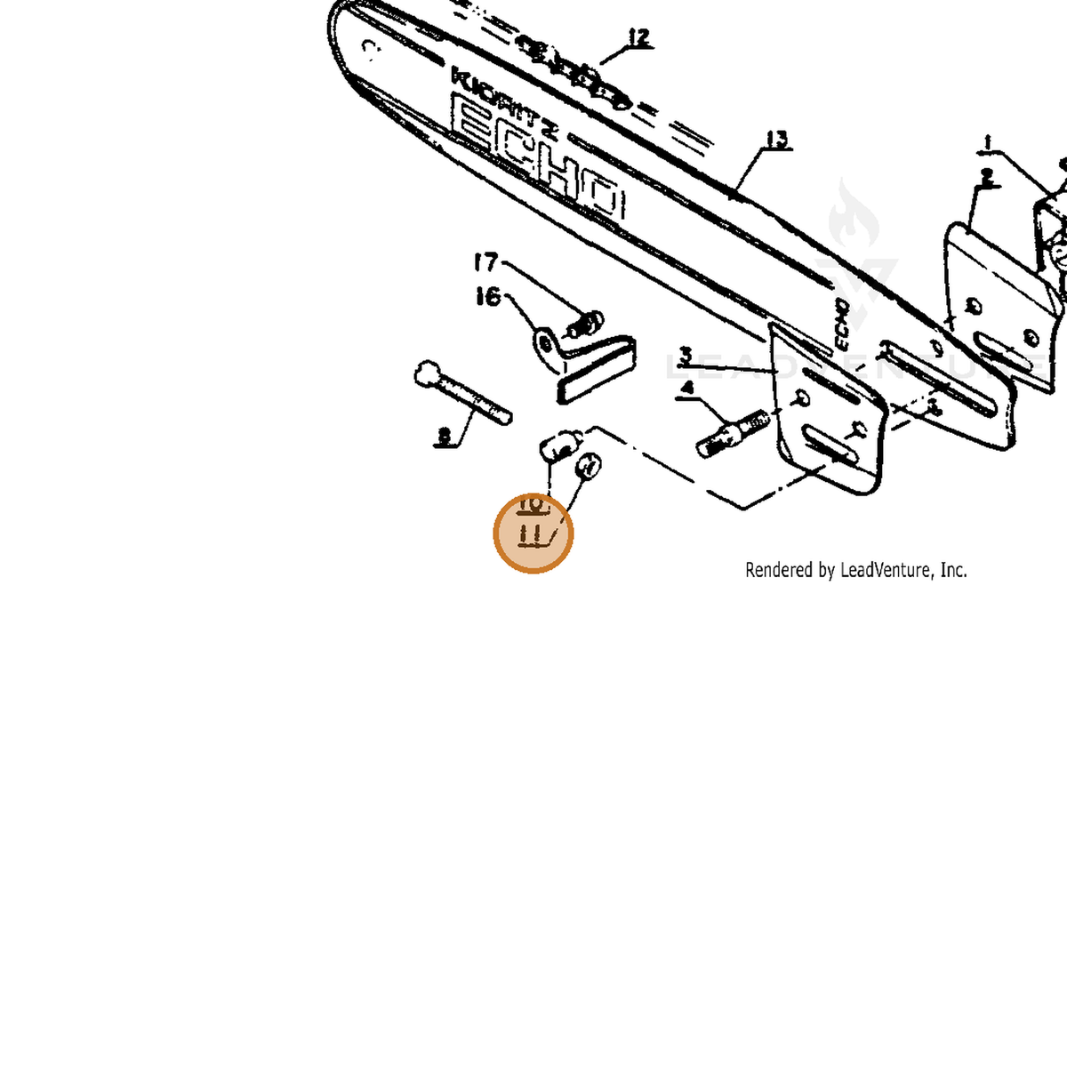 ECHO part 90056200005 — IPL diagram snippet (6x zoom, amber highlight)