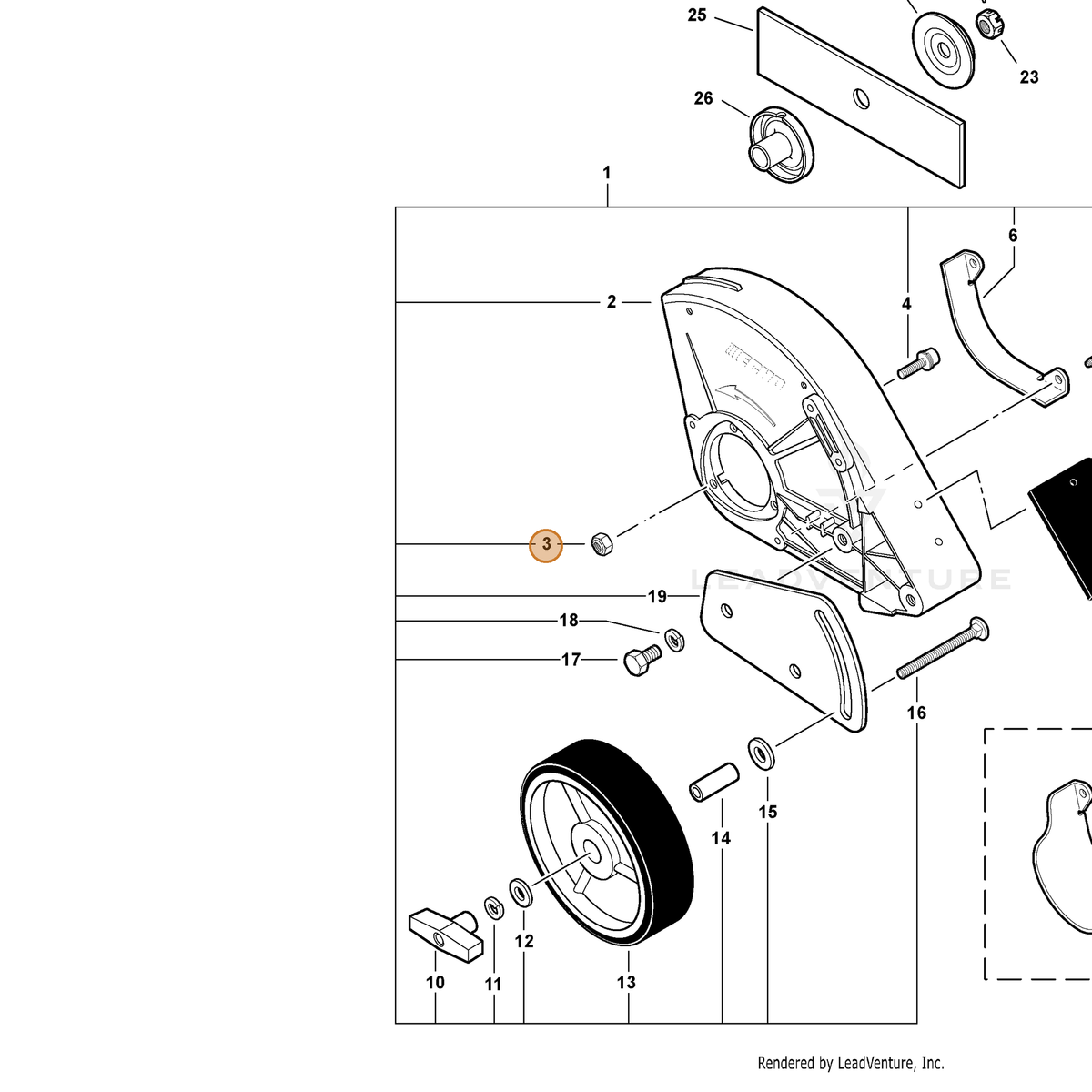 ECHO part 90056250005 — IPL diagram snippet (6x zoom, amber highlight)
