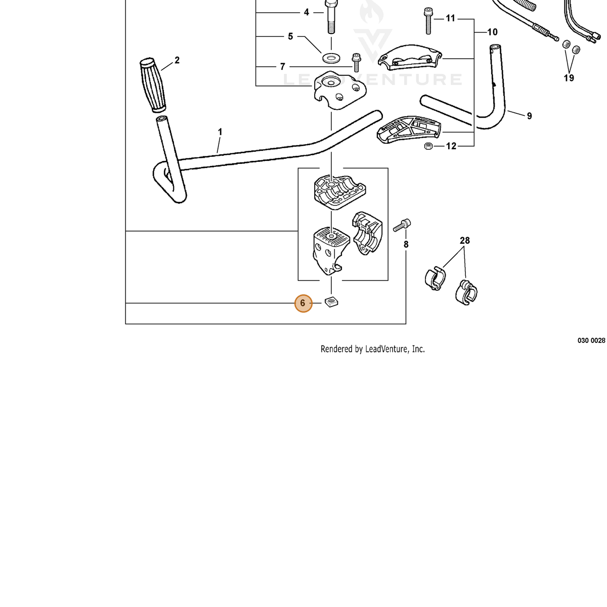ECHO part 90056550008 — IPL diagram snippet (6x zoom, amber highlight)