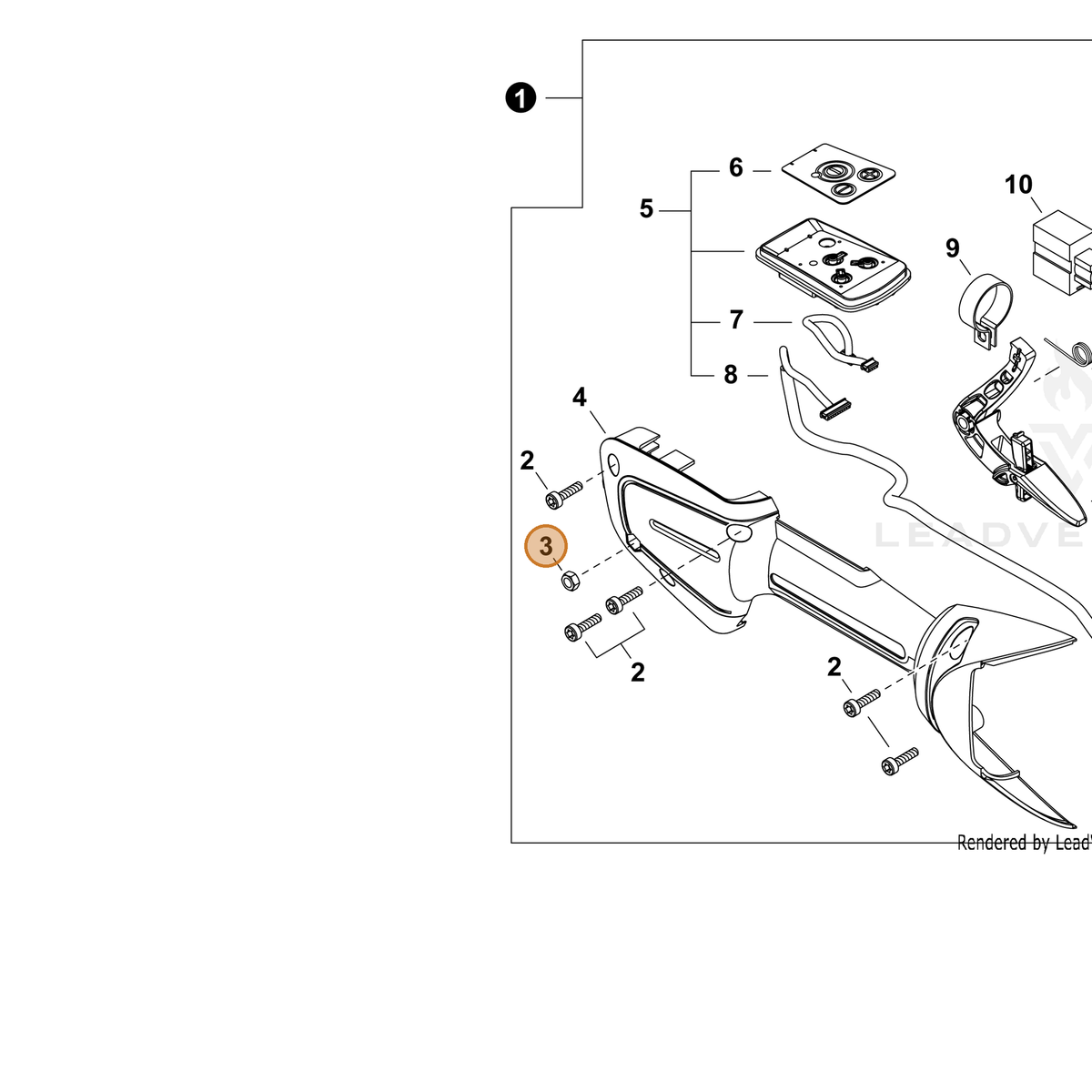 ECHO part 90059000005 — IPL diagram snippet (6x zoom, amber highlight)