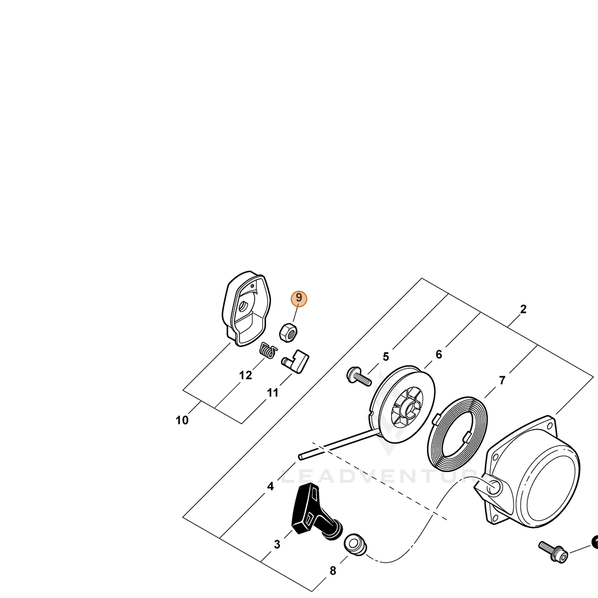 ECHO part 90059500008 — IPL diagram snippet (6x zoom, amber highlight)