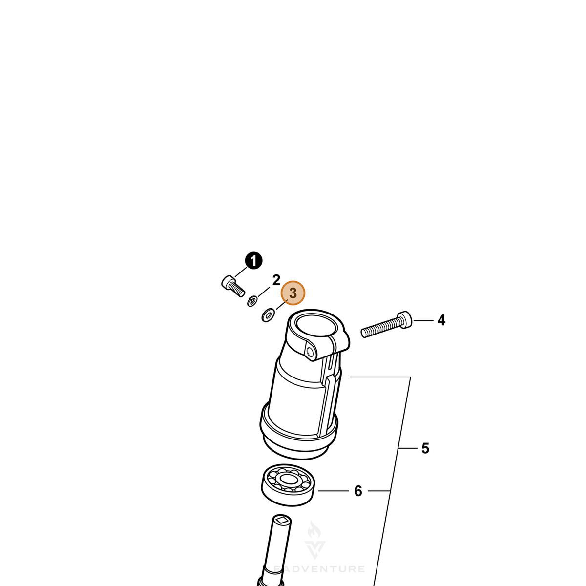 ECHO part 90060000004 — IPL diagram snippet (6x zoom, amber highlight)