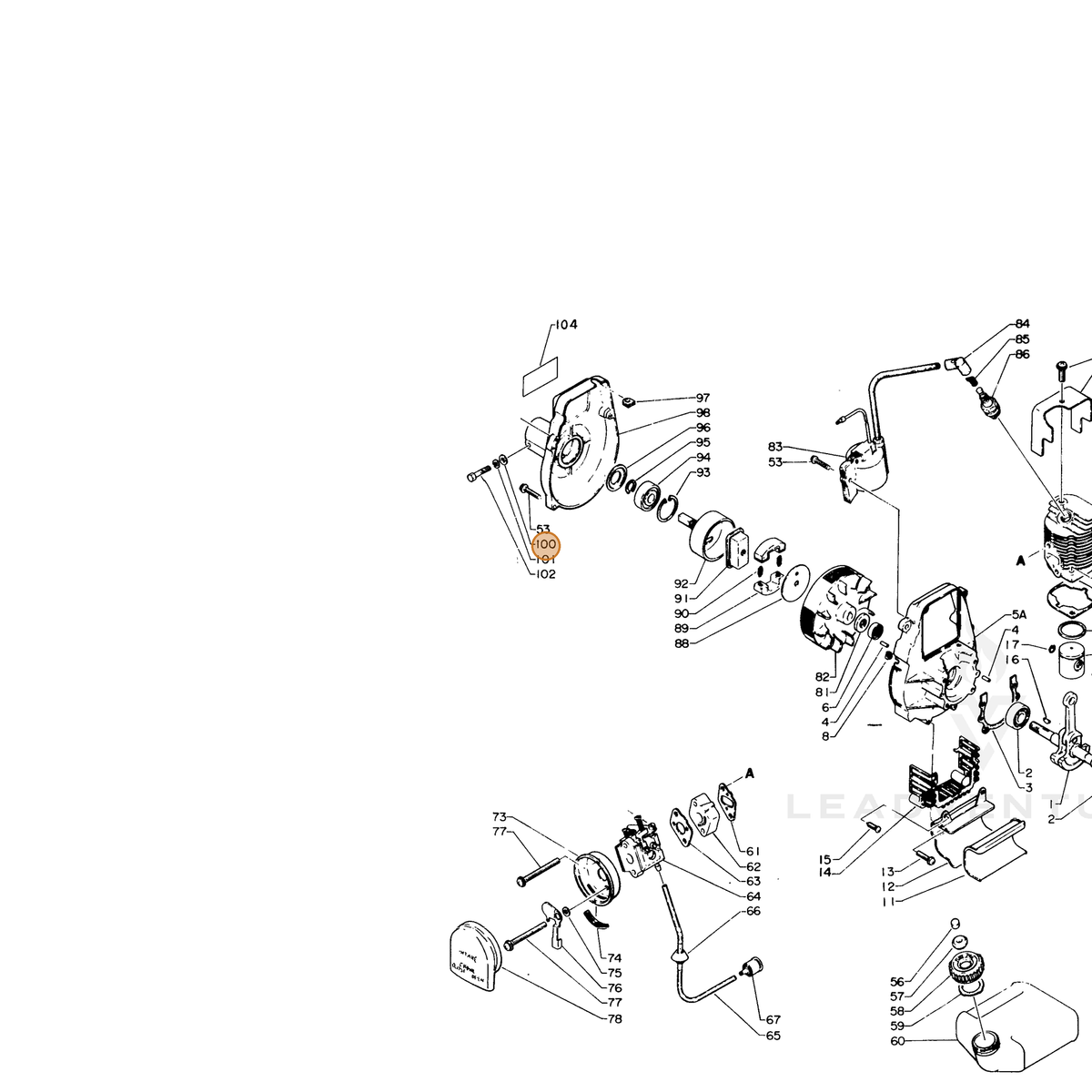 ECHO part 90060000005 — IPL diagram snippet (6x zoom, amber highlight)