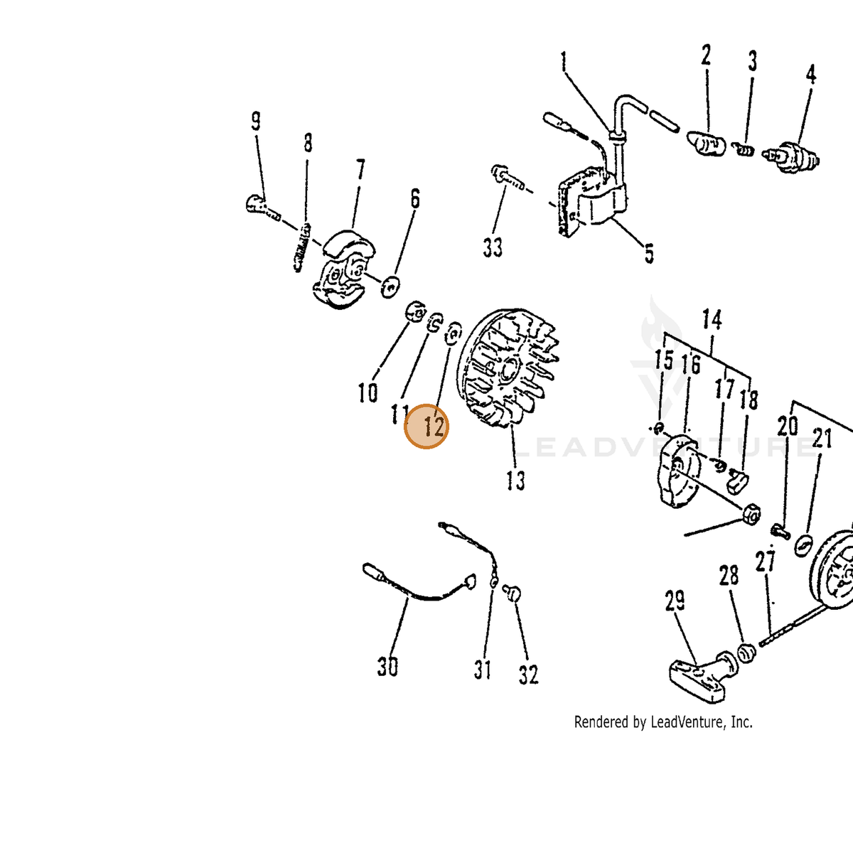 ECHO part 90060000008 — IPL diagram snippet (6x zoom, amber highlight)