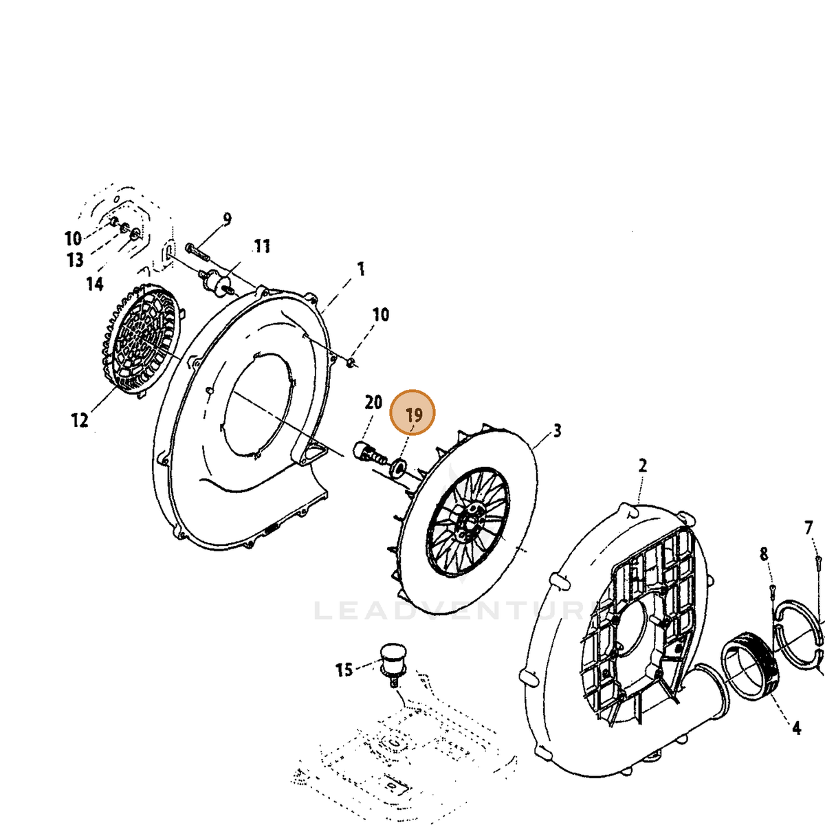 ECHO part 90060200006 — IPL diagram snippet (6x zoom, amber highlight)