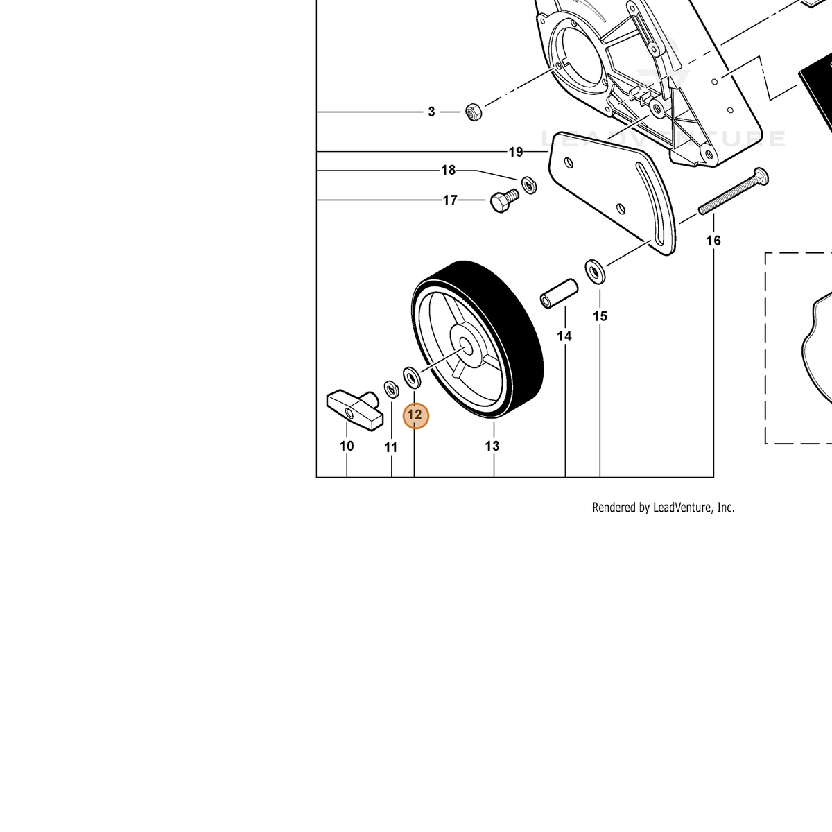 ECHO part 90060200008 — IPL diagram snippet (6x zoom, amber highlight)