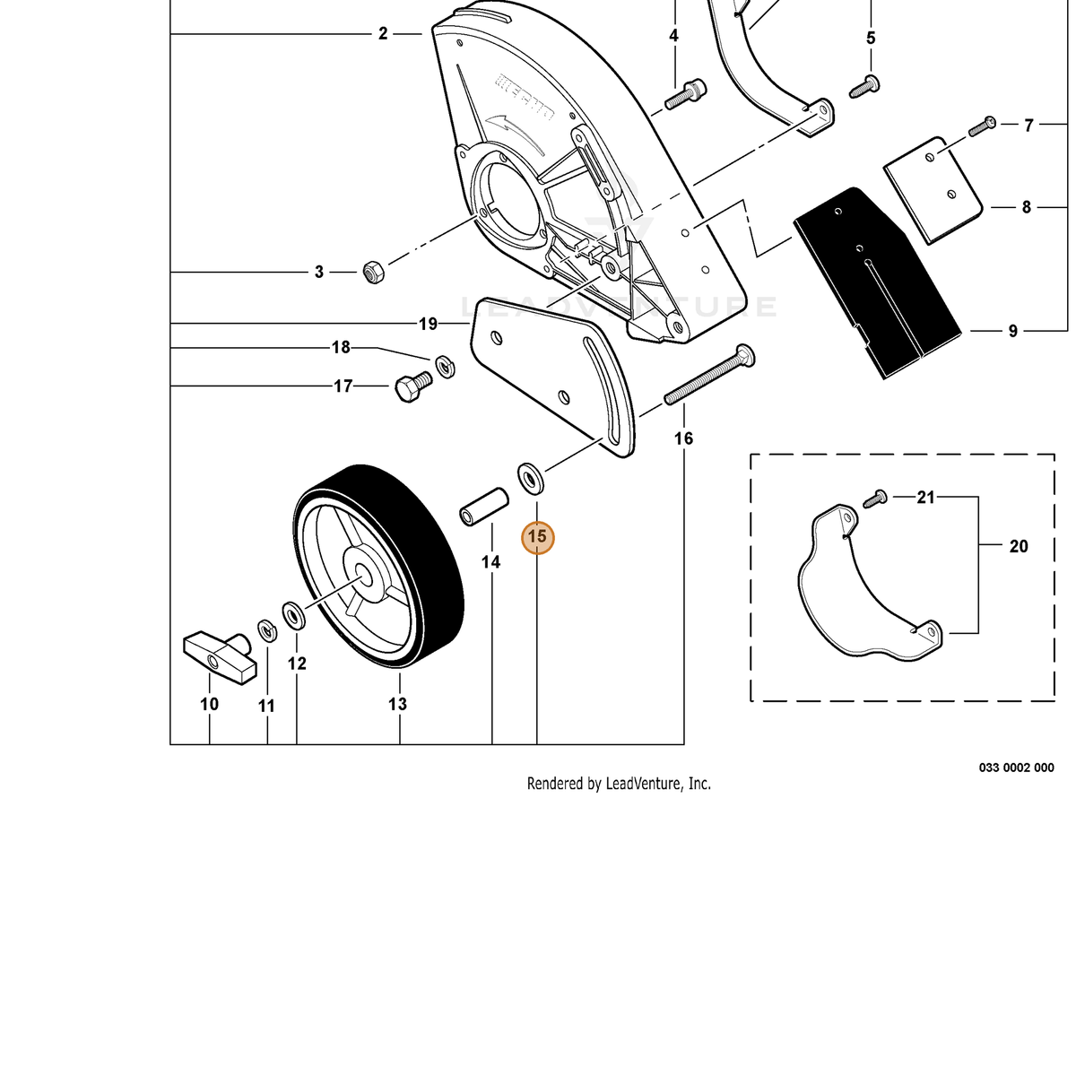 ECHO part 90060200010 — IPL diagram snippet (6x zoom, amber highlight)