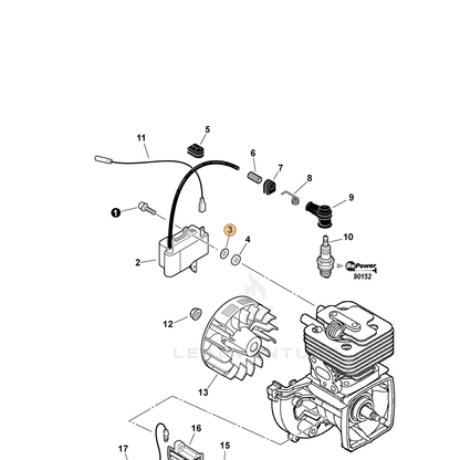 ECHO part 90060300004 — IPL diagram snippet (6x zoom, amber highlight)