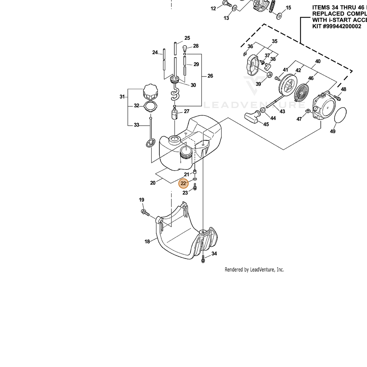 ECHO part 90060300005 — IPL diagram snippet (6x zoom, amber highlight)