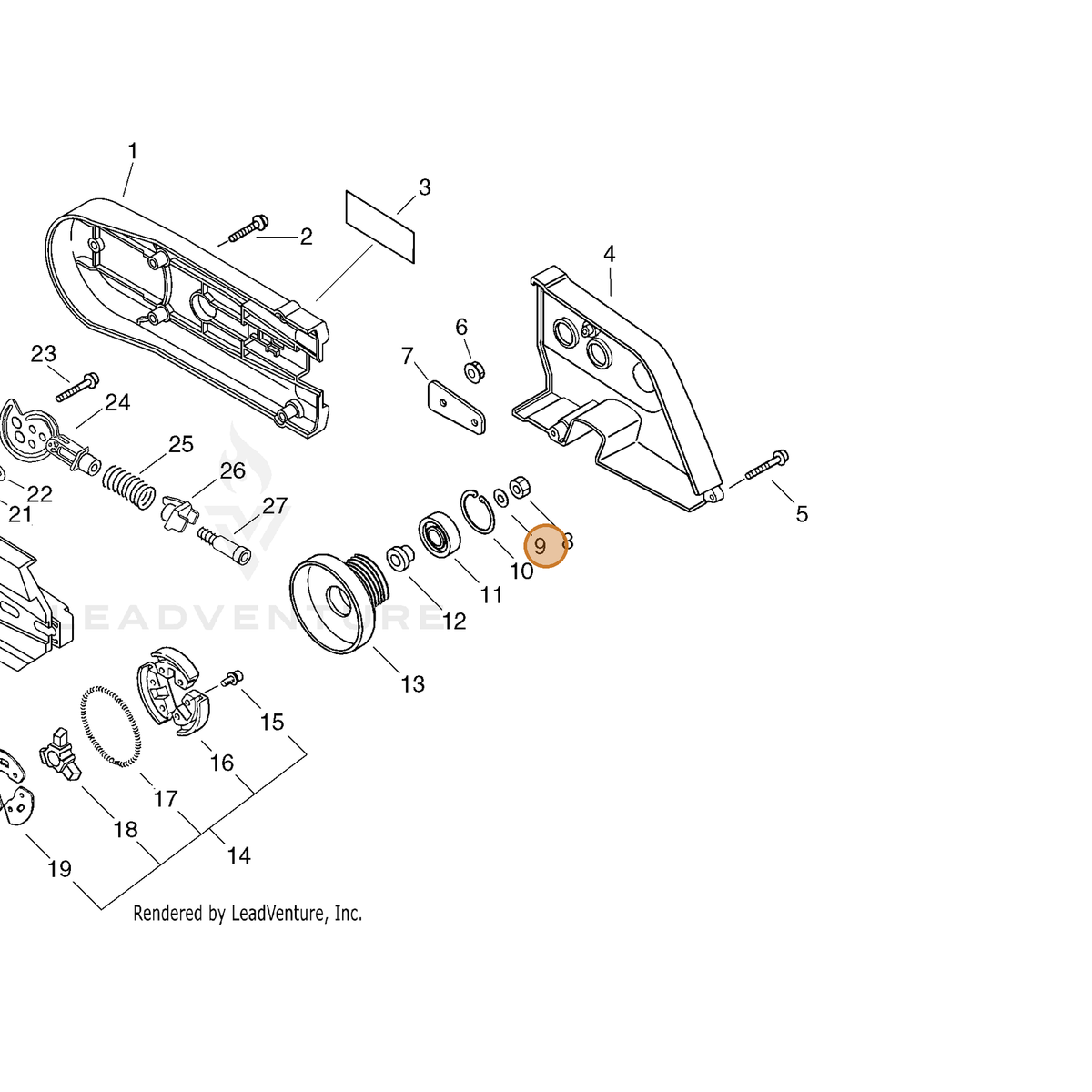 ECHO part 90060300008 — IPL diagram snippet (6x zoom, amber highlight)