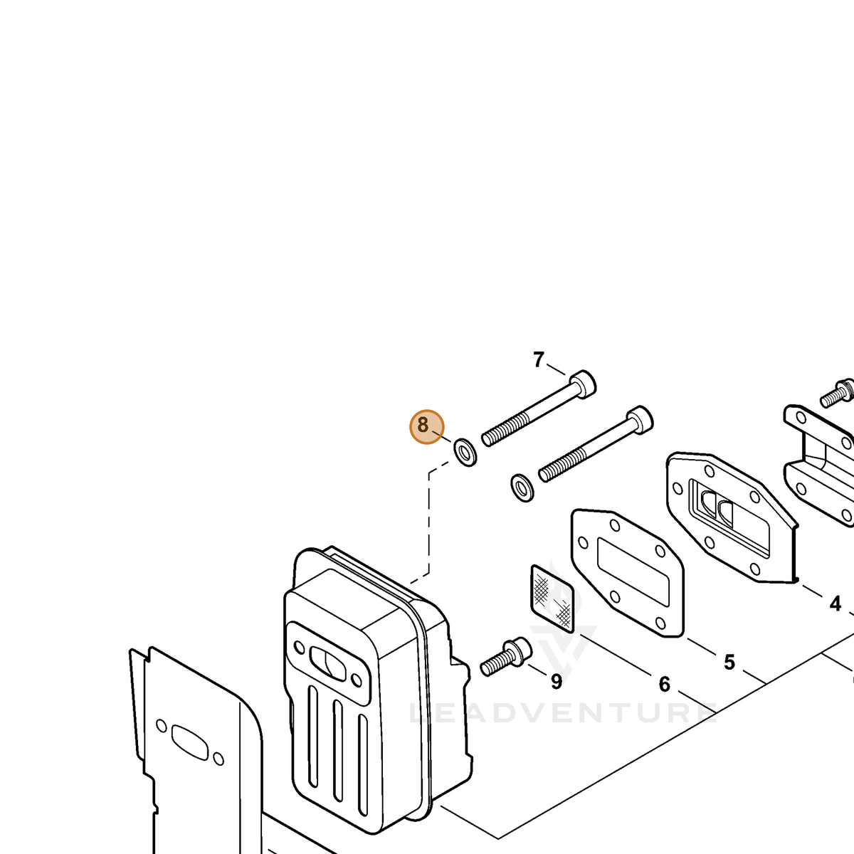 ECHO part 90060400005 — IPL diagram snippet (6x zoom, amber highlight)