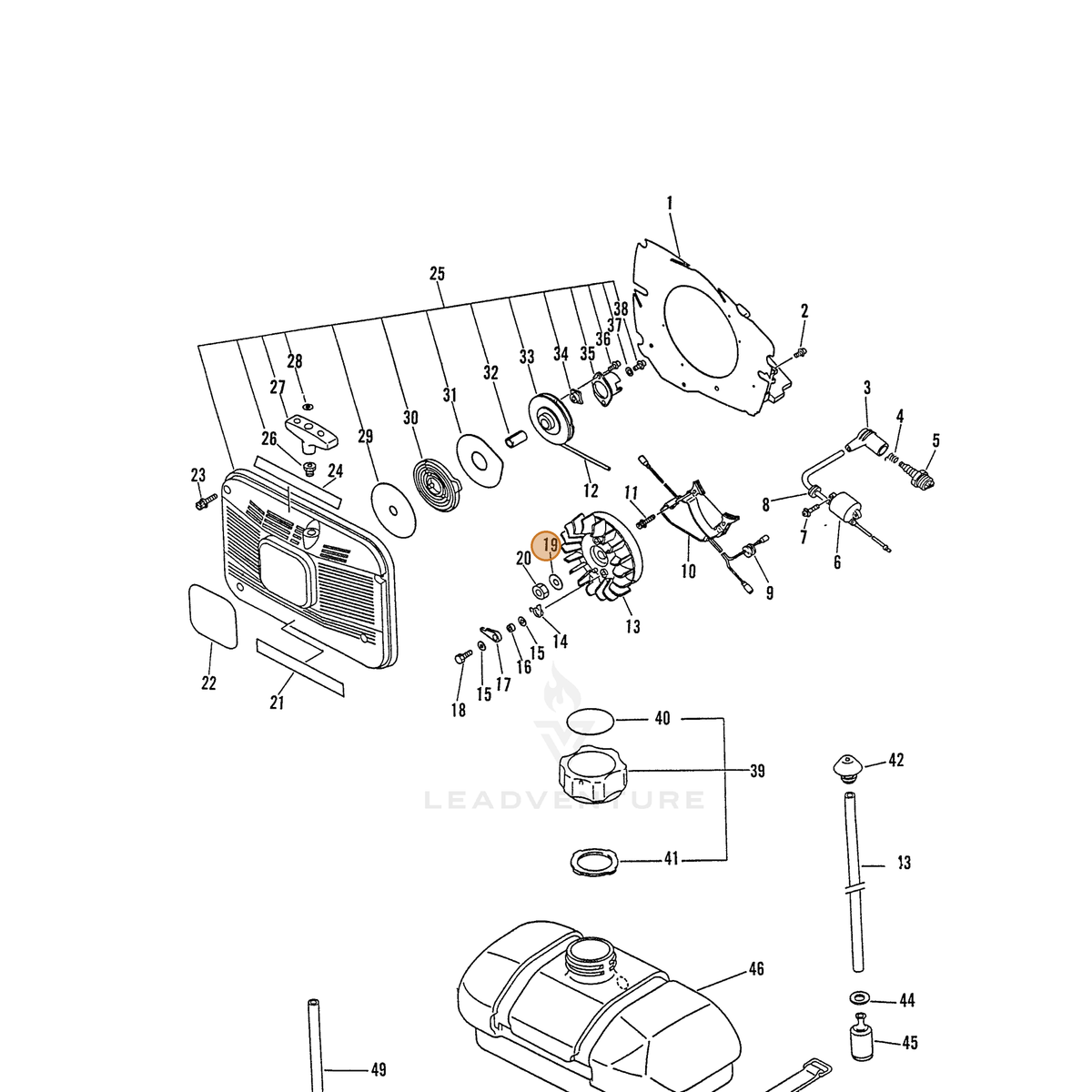 ECHO part 90060800010 — IPL diagram snippet (6x zoom, amber highlight)