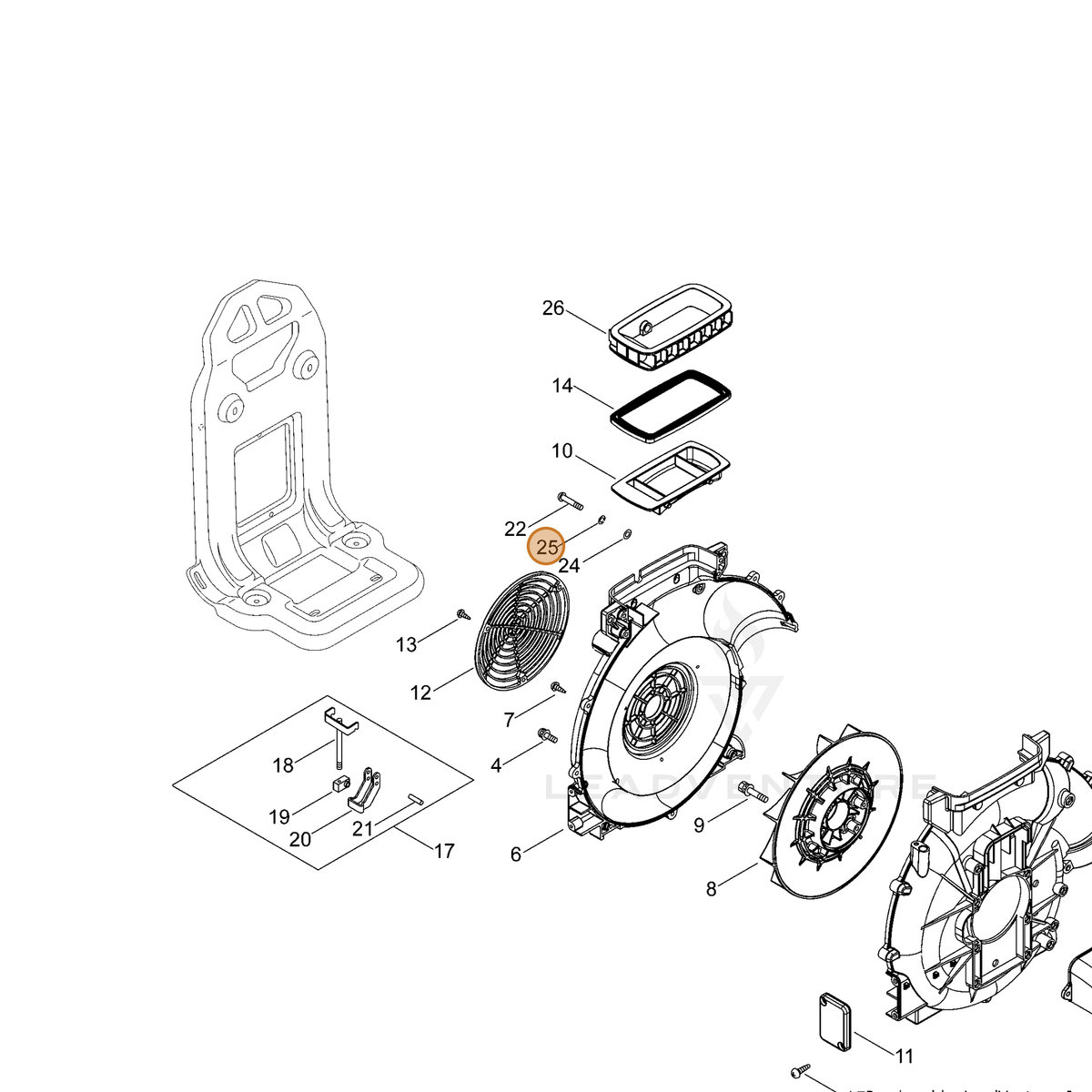 ECHO part 90060900005 — IPL diagram snippet (6x zoom, amber highlight)