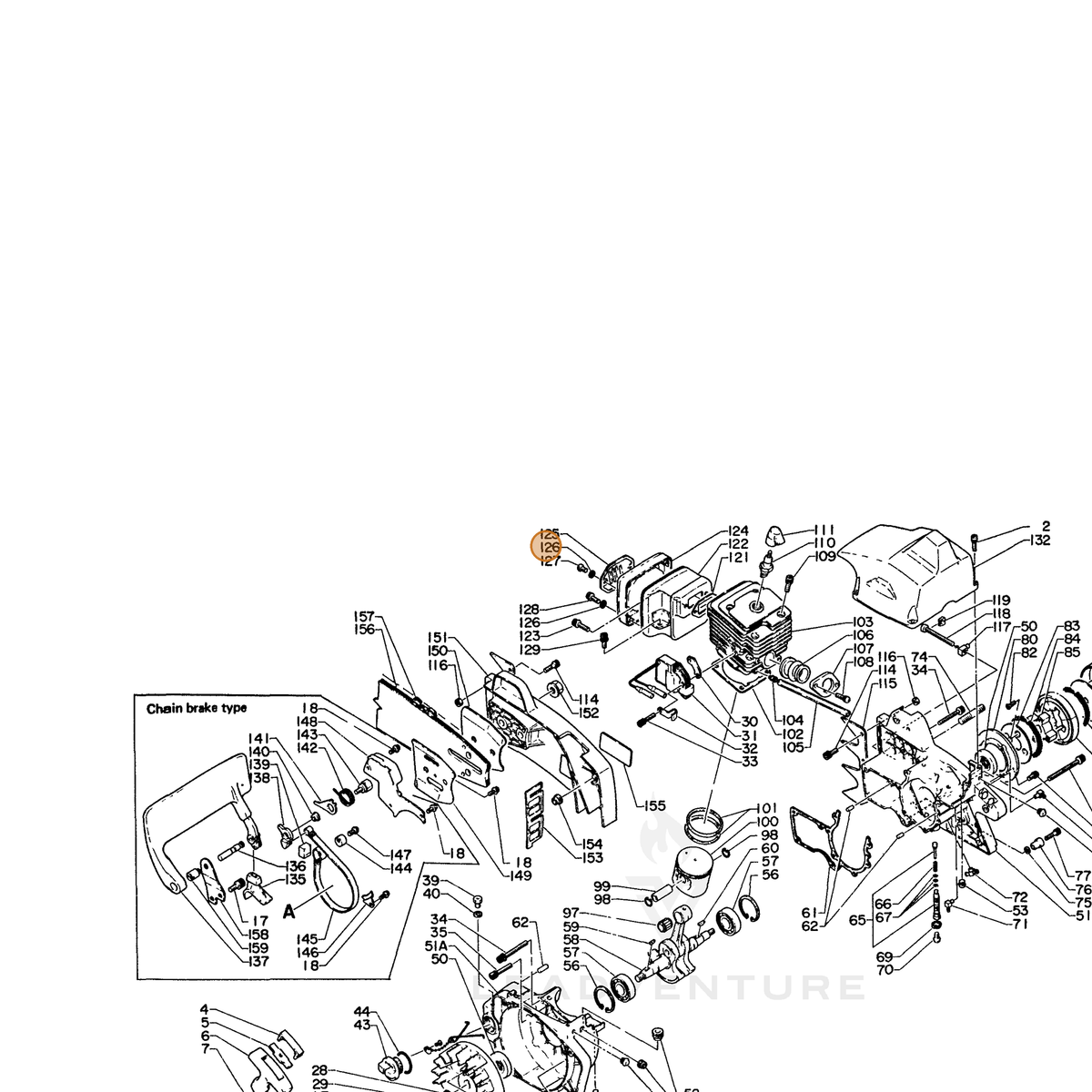 ECHO part 90061000005 — IPL diagram snippet (6x zoom, amber highlight)