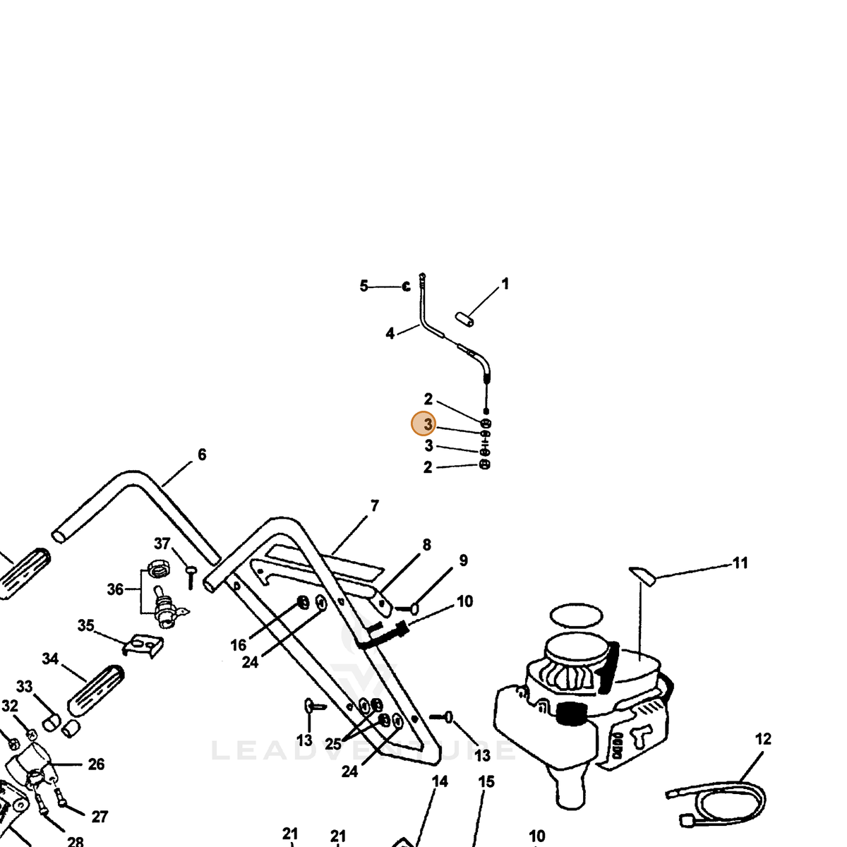 ECHO part 90061000006 — IPL diagram snippet (6x zoom, amber highlight)
